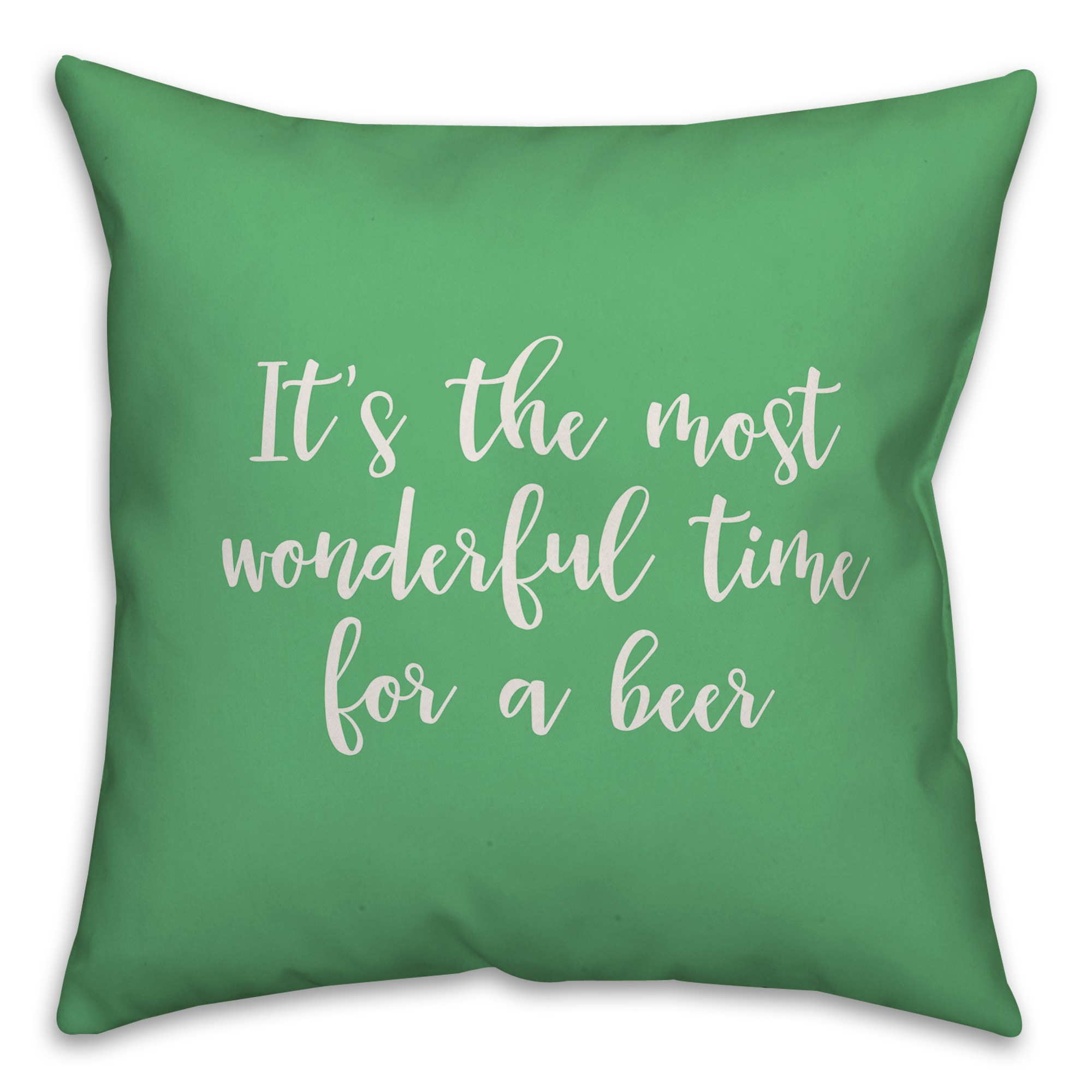 It's The Most Wonderful Time For A Beer in Light Green 18x18 Spun Poly Pillow Cover