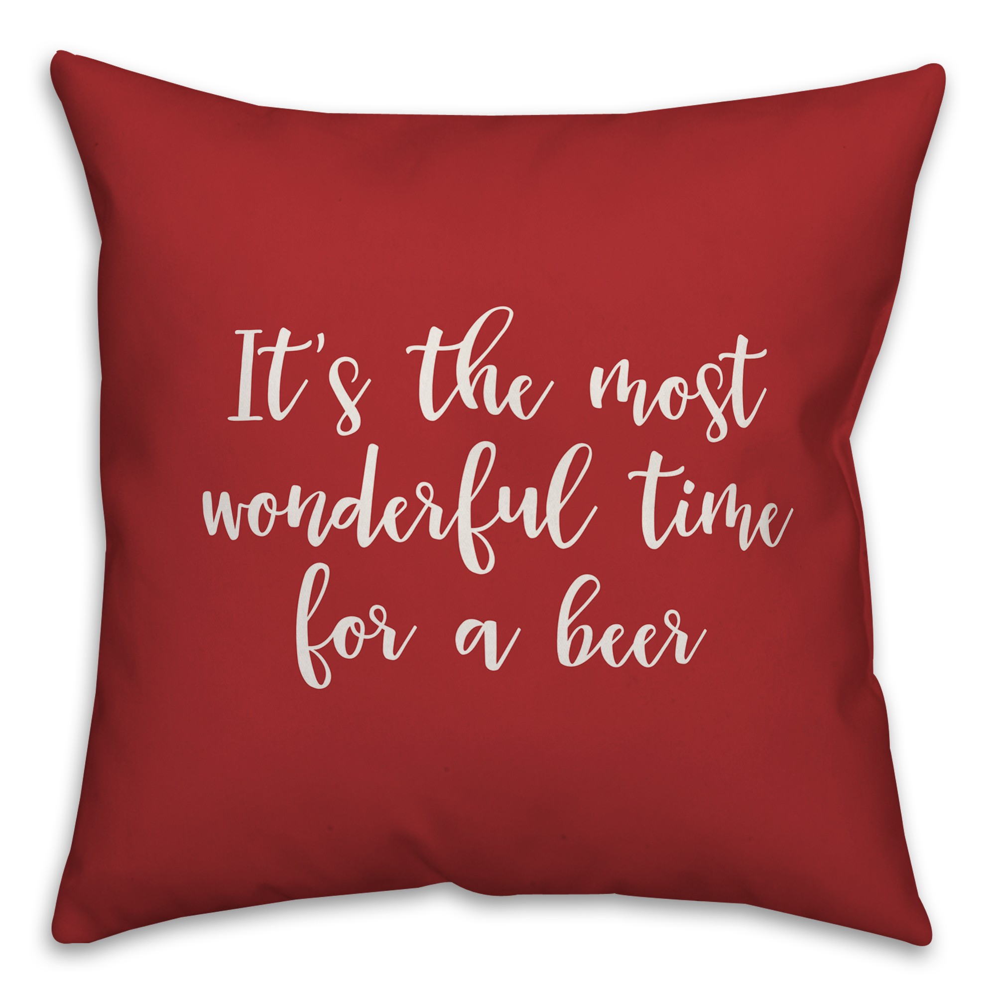 It's The Most Wonderful Time For A Beer in Red 18x18 Spun Poly Pillow Cover