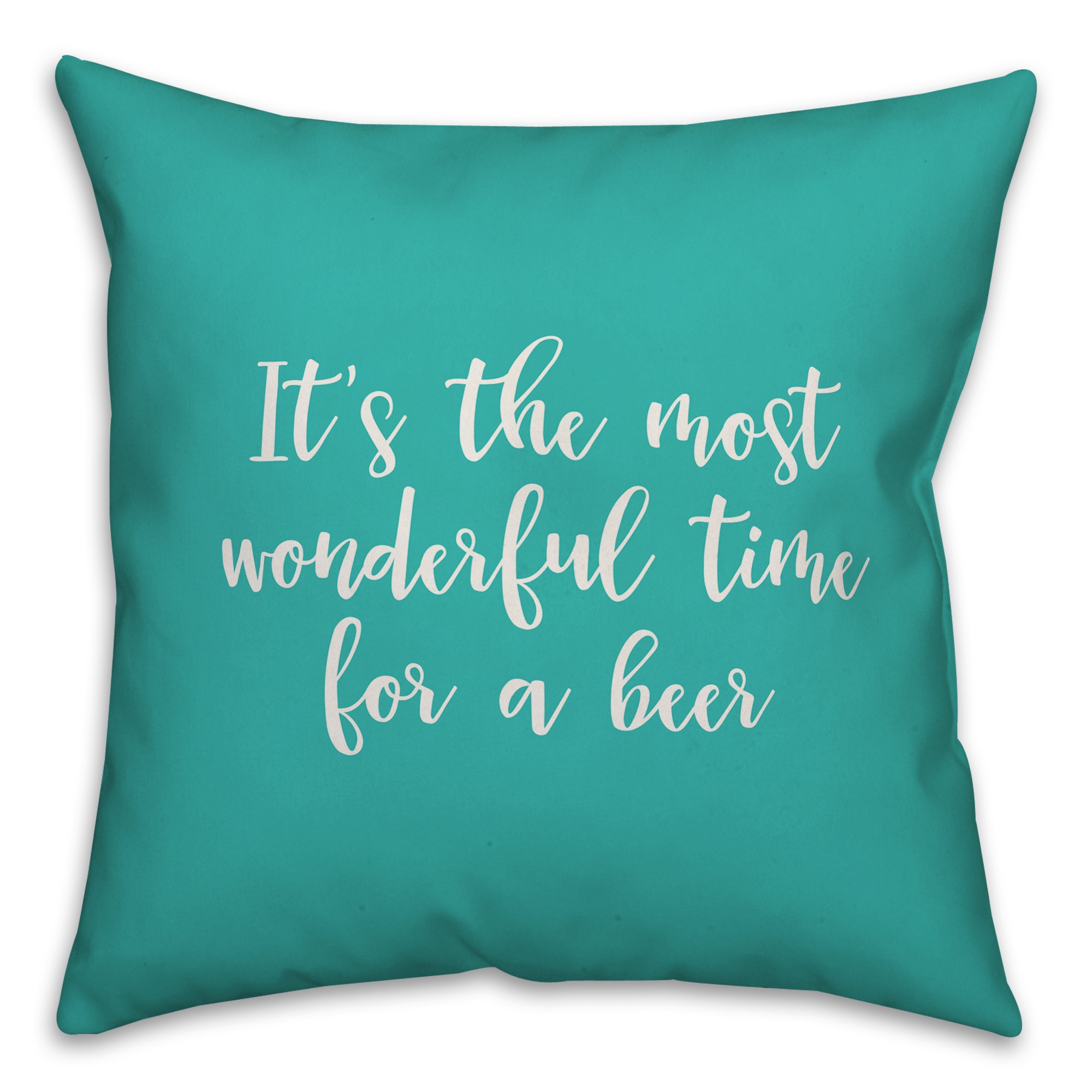 It's The Most Wonderful Time For A Beer in Teal 18x18 Spun Poly Pillow Cover