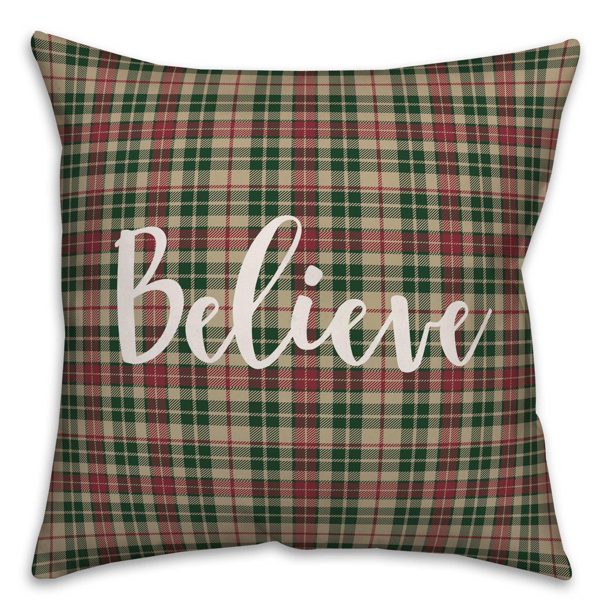 Believe in Tartan Plaid 18x18 Spun Poly Pillow Cover