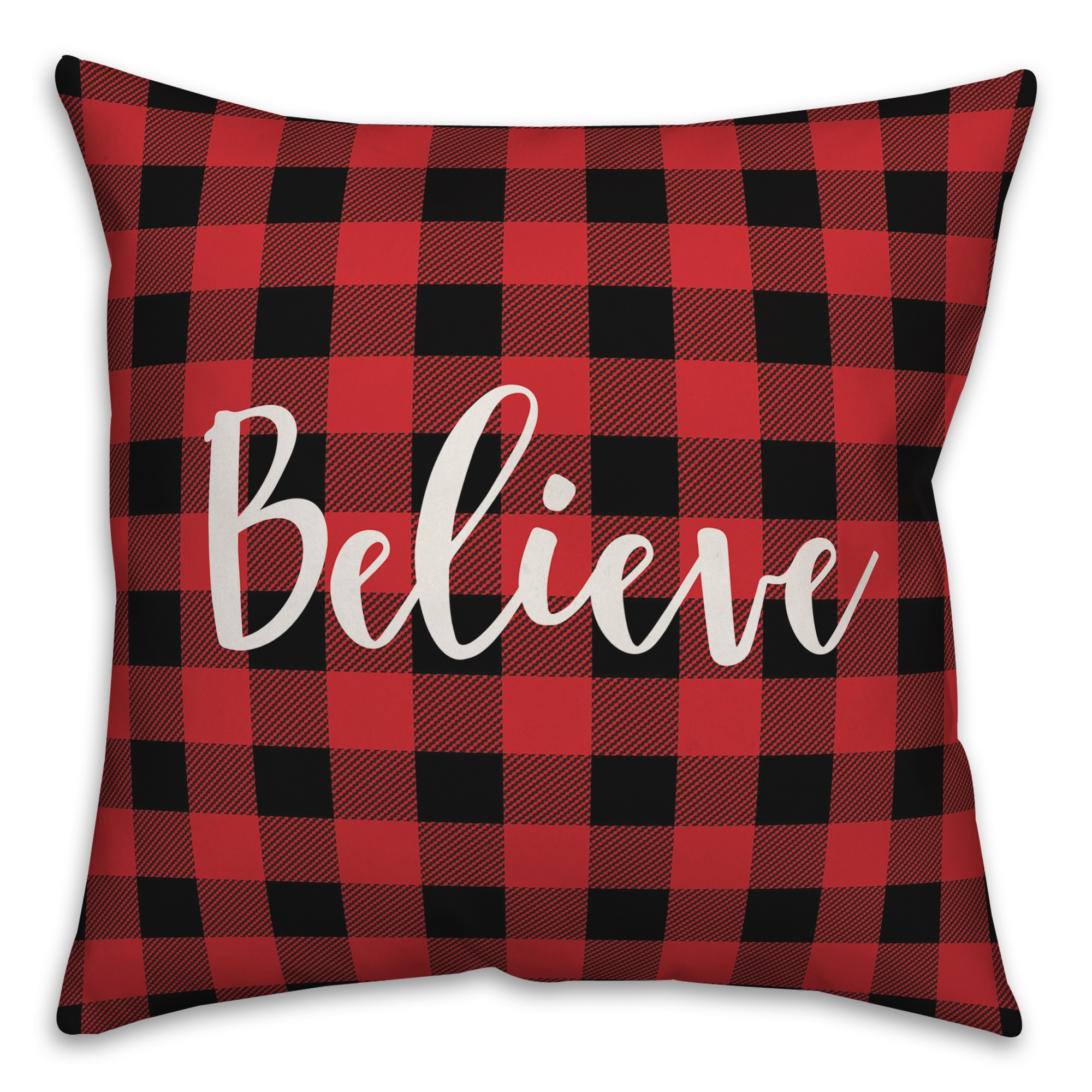 Believe in Buffalo Check Plaid 18x18 Spun Poly Pillow Cover