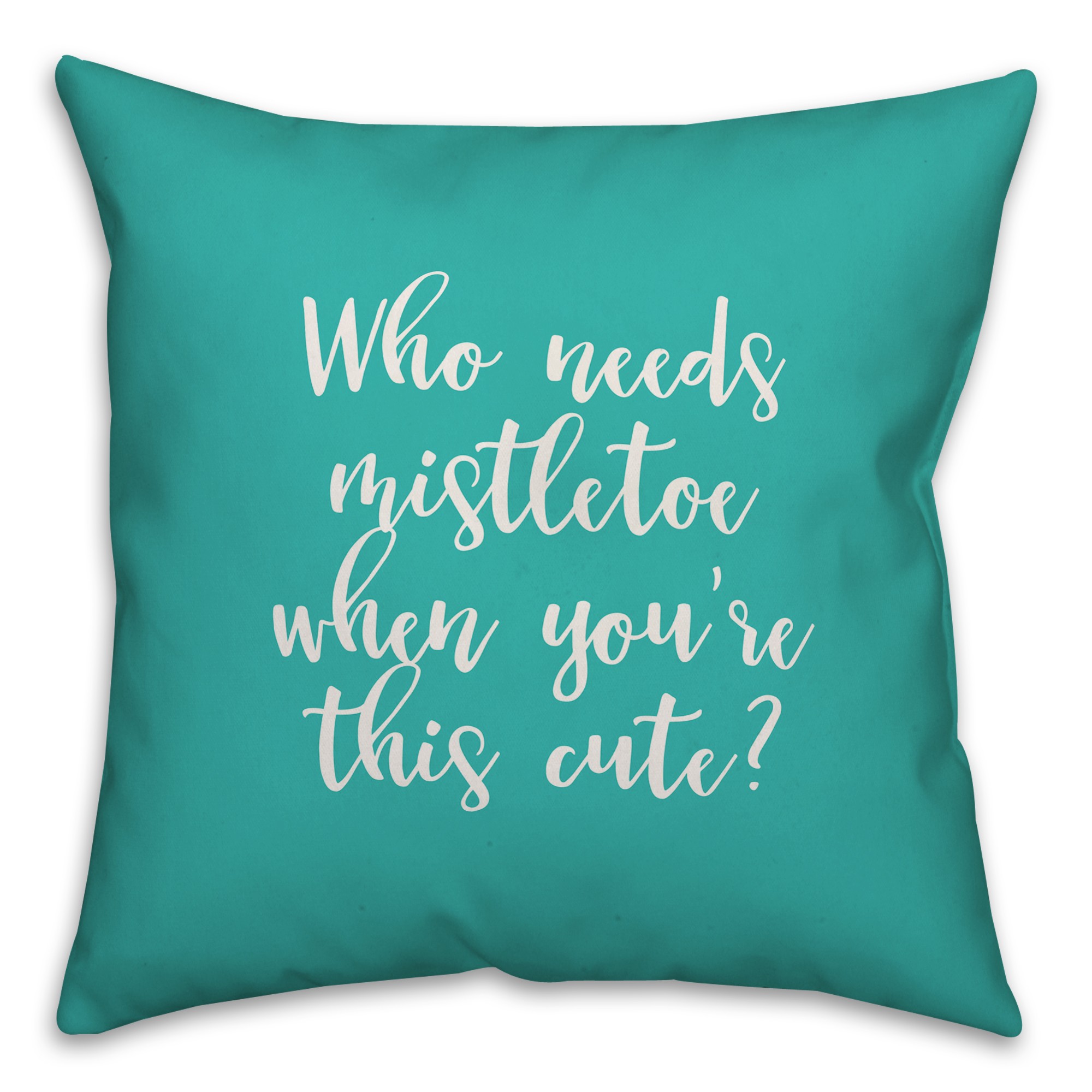 Who Needs Mistletoe When You're This Cute? in Teal 18x18 Spun Poly Pillow Cover