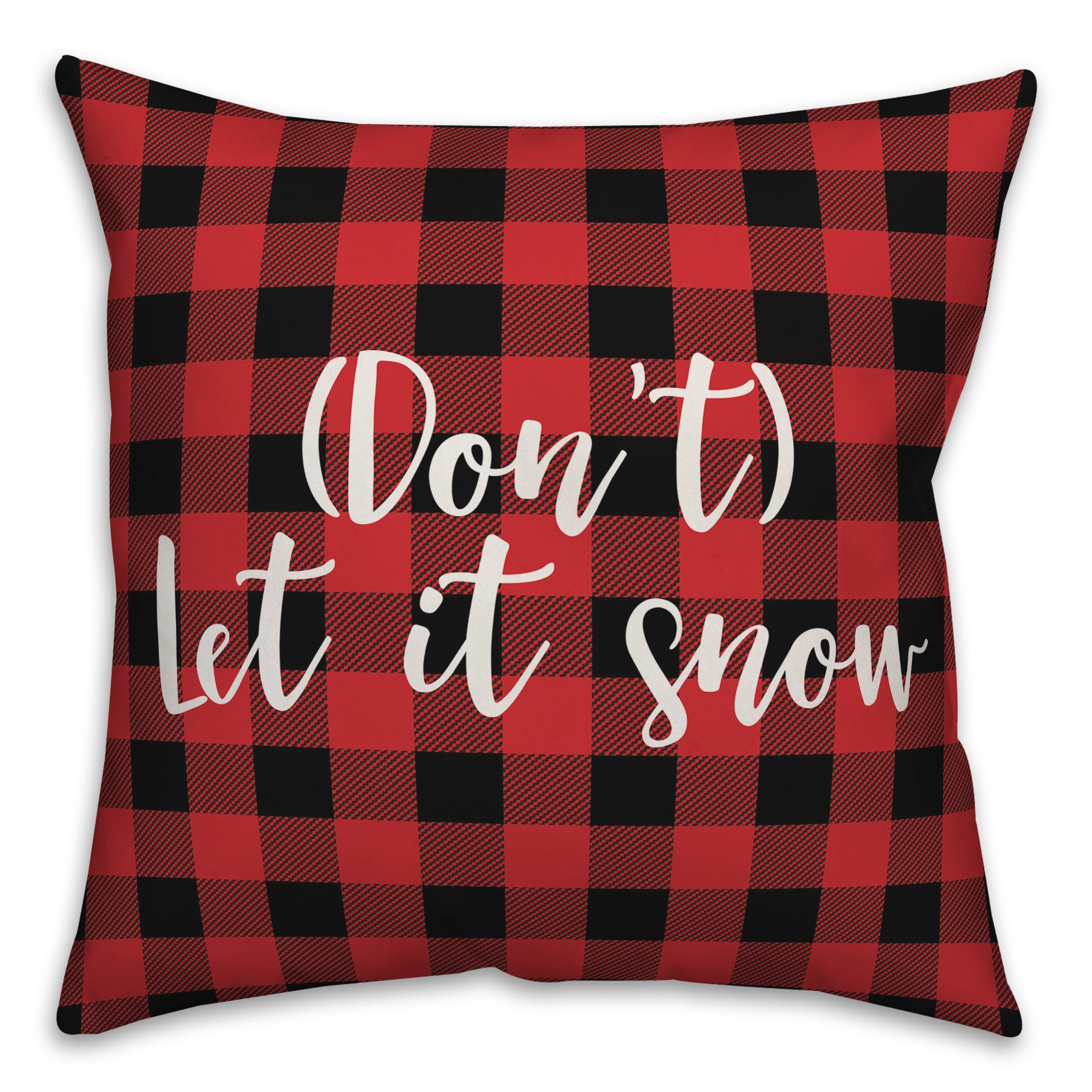 Don't Let It Snow in Buffalo Check Plaid 18x18 Spun Poly Pillow Cover