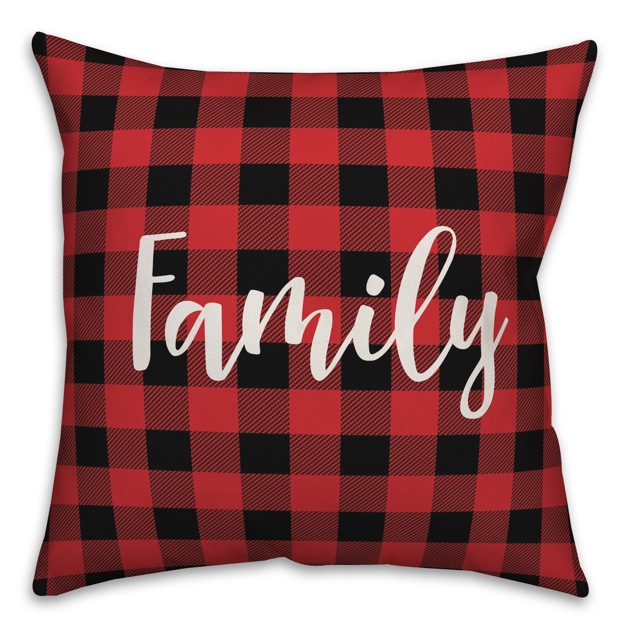 Family in Buffalo Check Plaid 18x18 Spun Poly Pillow Cover
