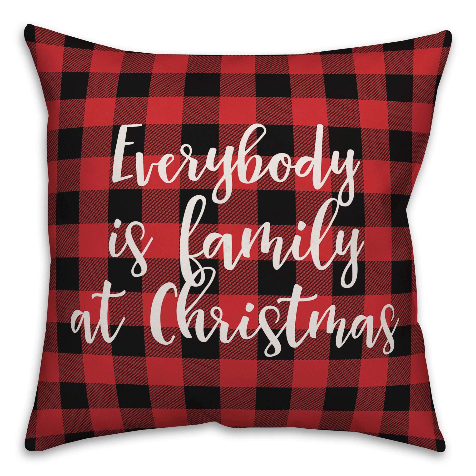 Everybody Is Family At Christmas in Buffalo Check Plaid 18x18 Spun Poly Pillow Cover