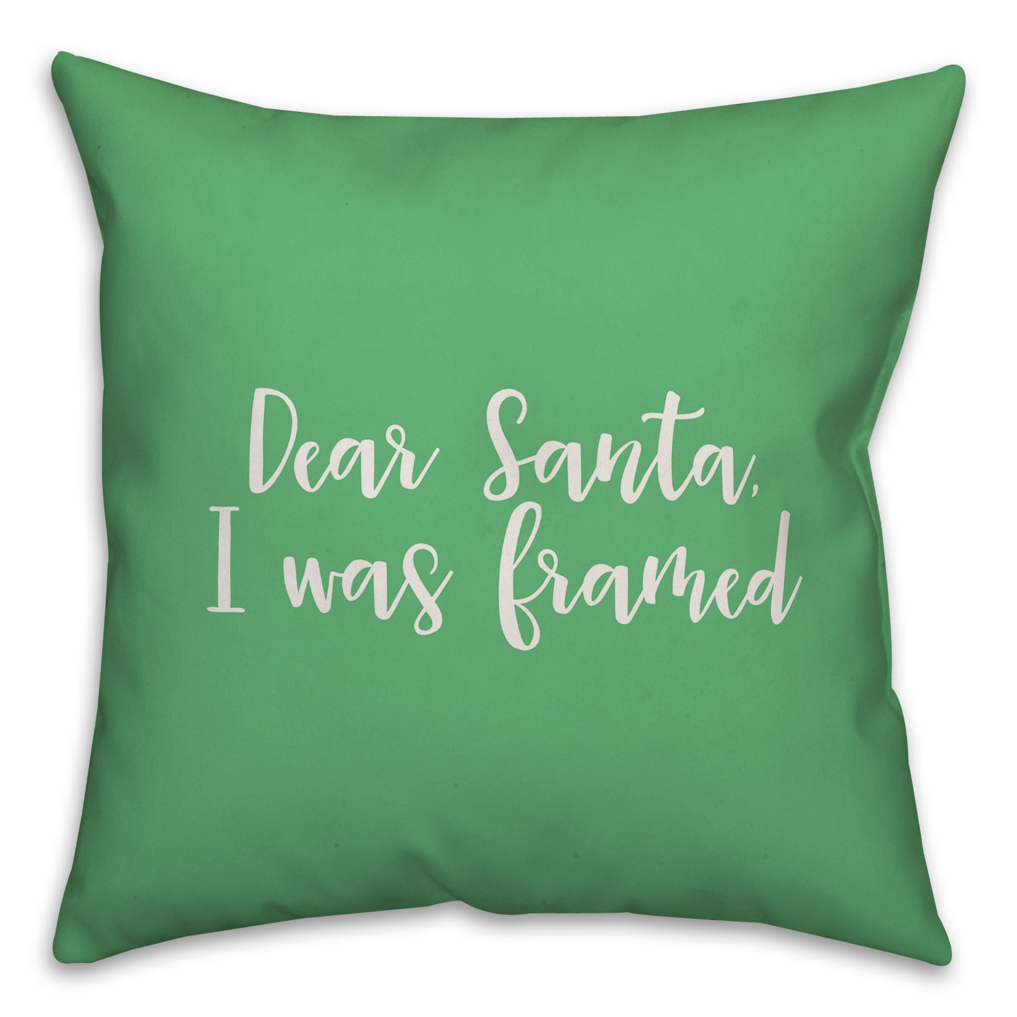Dear Santa, I Was Framed in Light Green 18x18 Spun Poly Pillow Cover