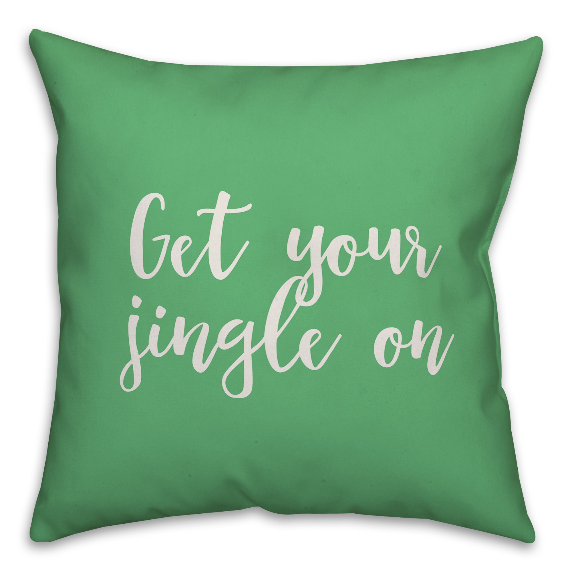 Get Your Jingle On in Light Green 18x18 Spun Poly Pillow Cover