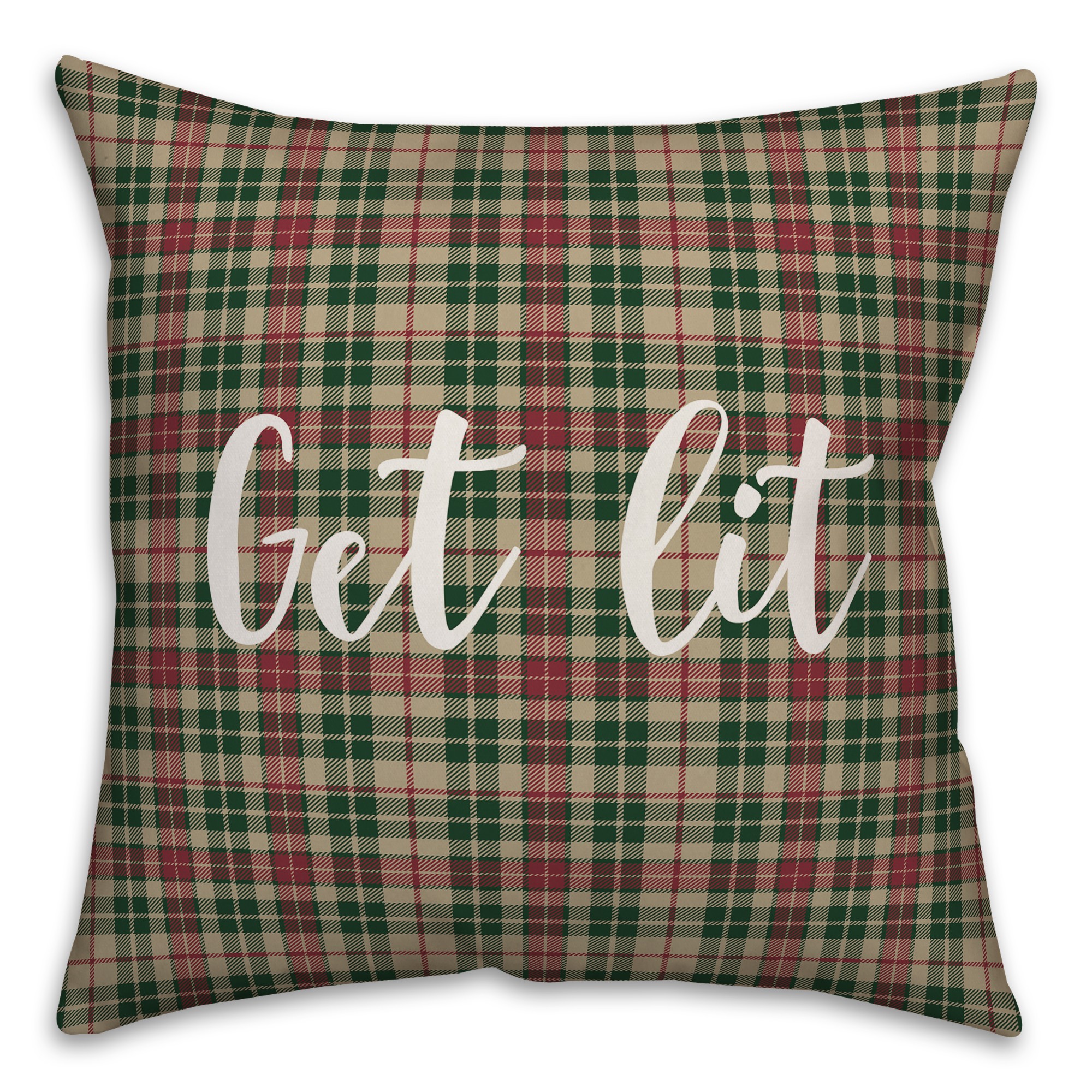 Get Lit in Tartan Plaid 18x18 Spun Poly Pillow Cover