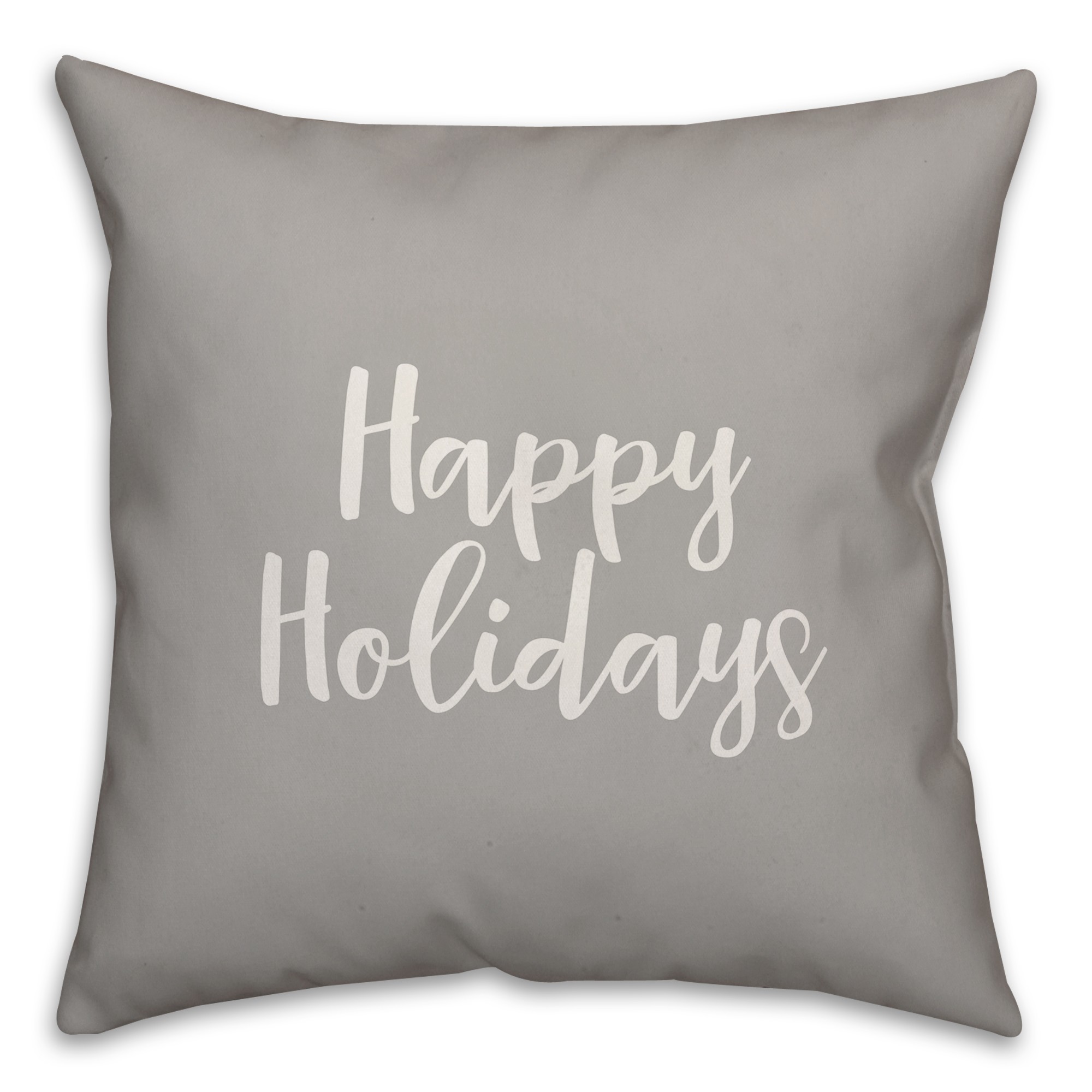 Happy Holidays in Gray 18x18 Spun Poly Pillow Cover