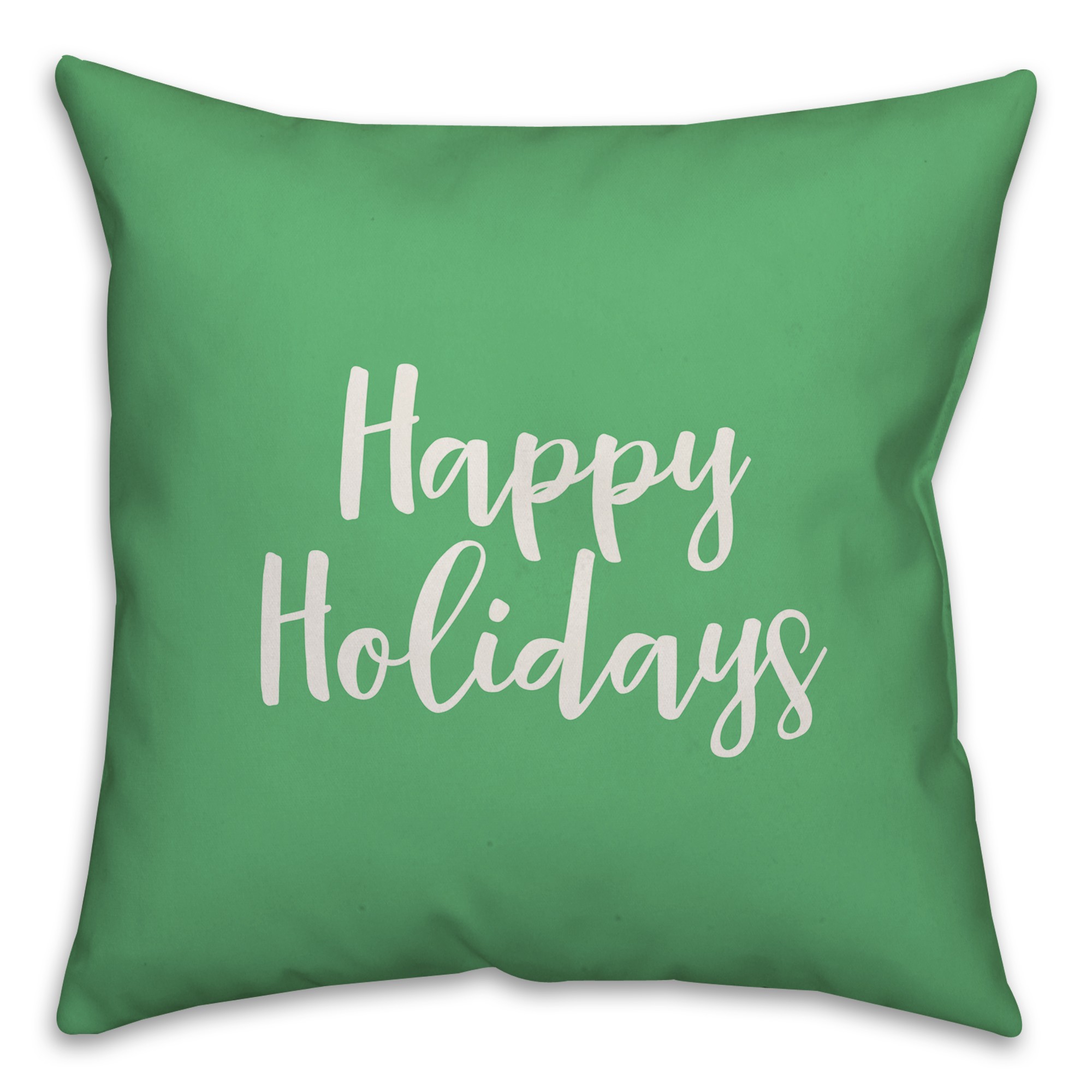 Happy Holidays in Light Green 18x18 Spun Poly Pillow Cover