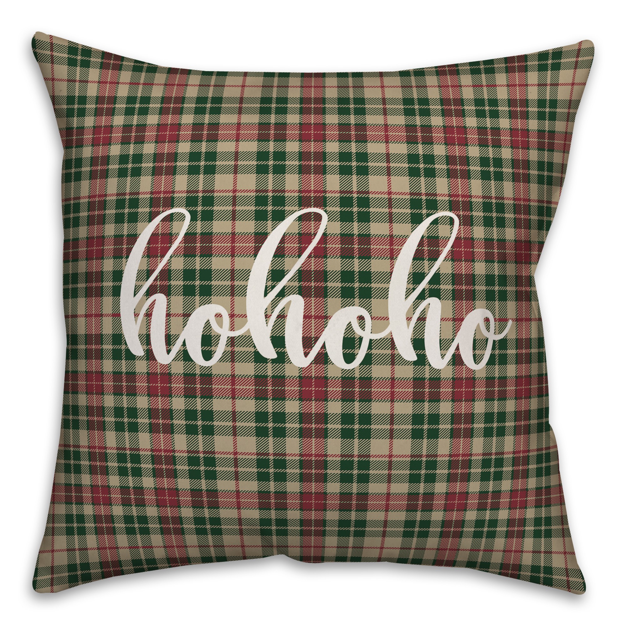 Hohoho in Tartan Plaid 18x18 Spun Poly Pillow Cover