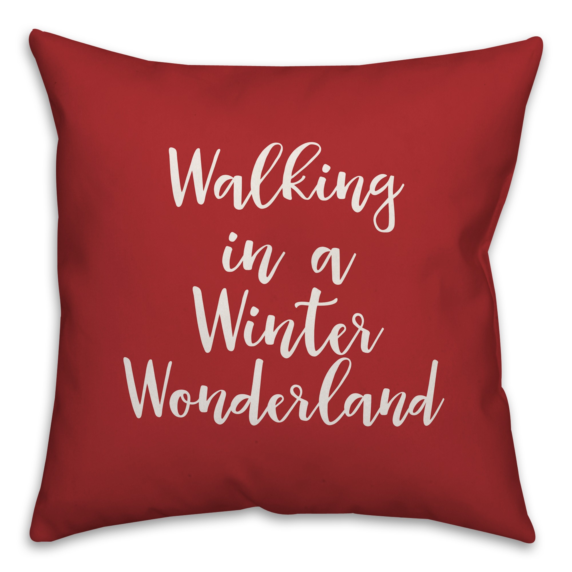Walking In A Winter Wonderland in Red 18x18 Spun Poly Pillow Cover