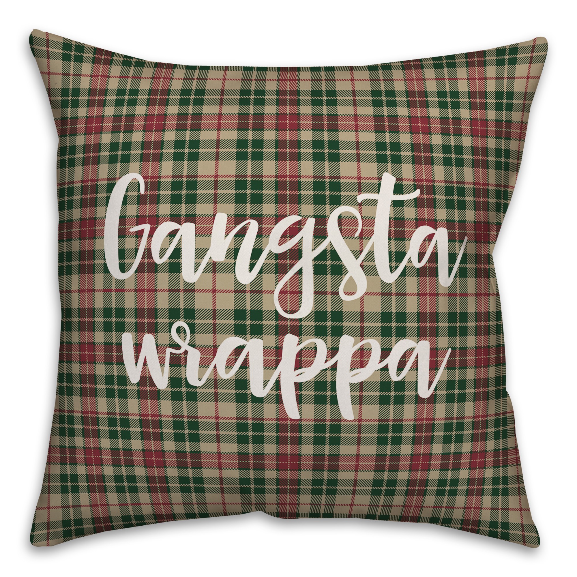Gangsta Wrapper in Tartan Plaid 18x18 Spun Poly Pillow Cover