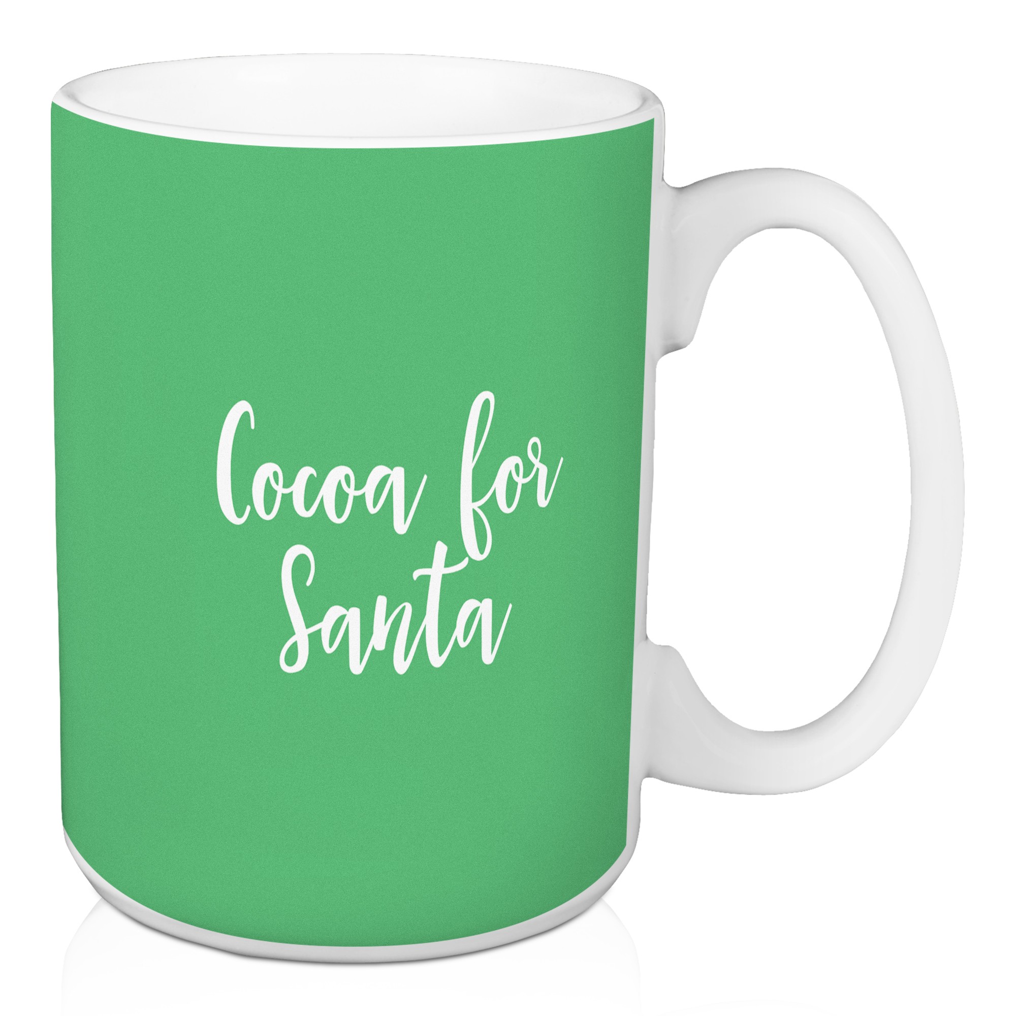 Cocoa For Santa in Light Green 15 oz Mug