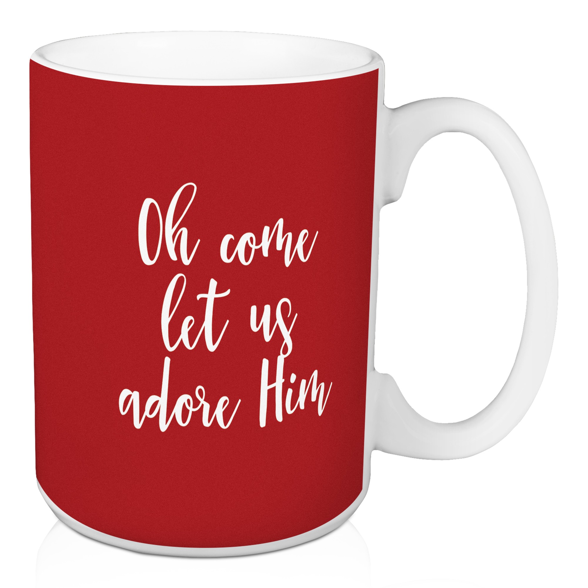 Oh Come Let Us Adore Him in Red 15 oz Mug