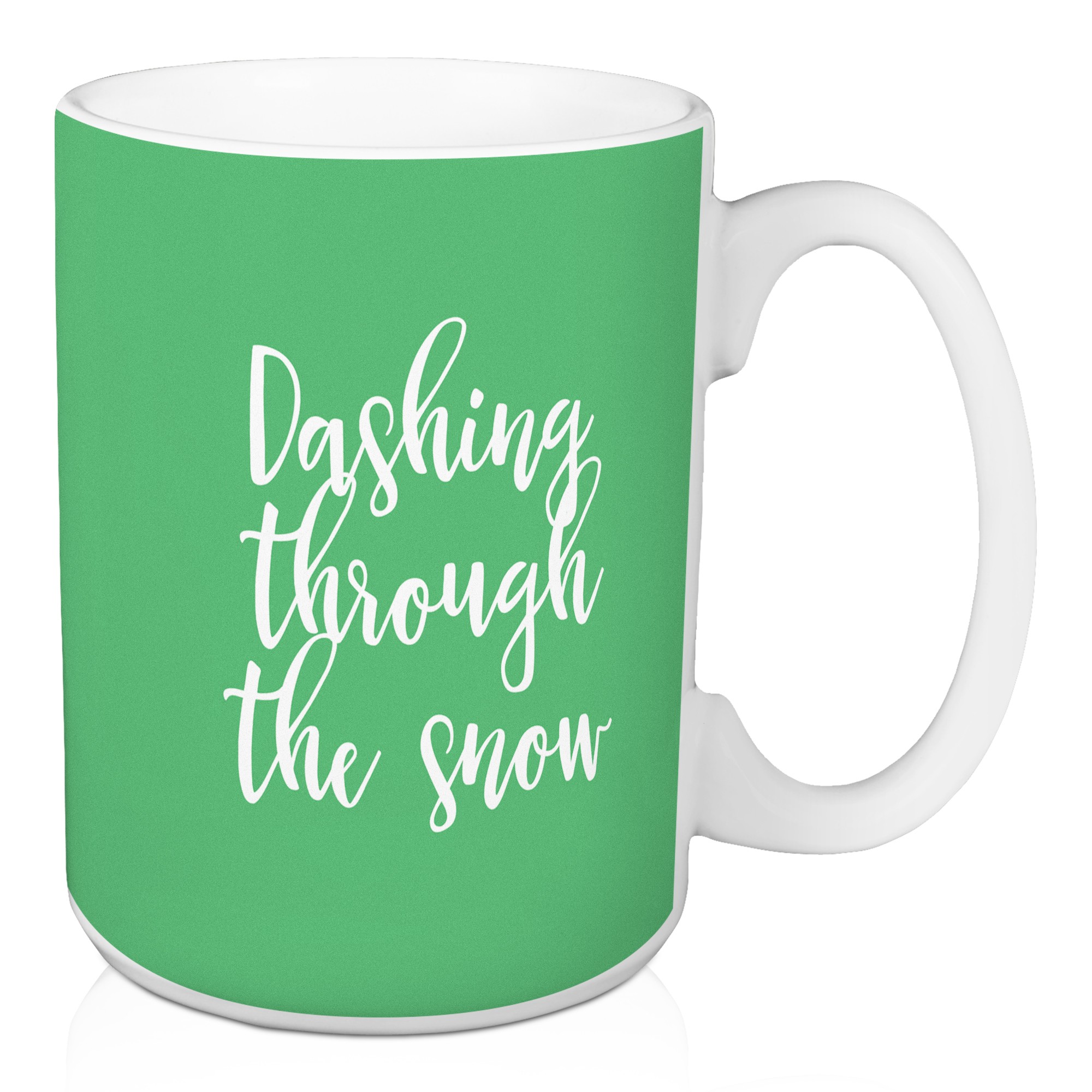 Dashing Through The Snow in Light Green 15 oz Mug