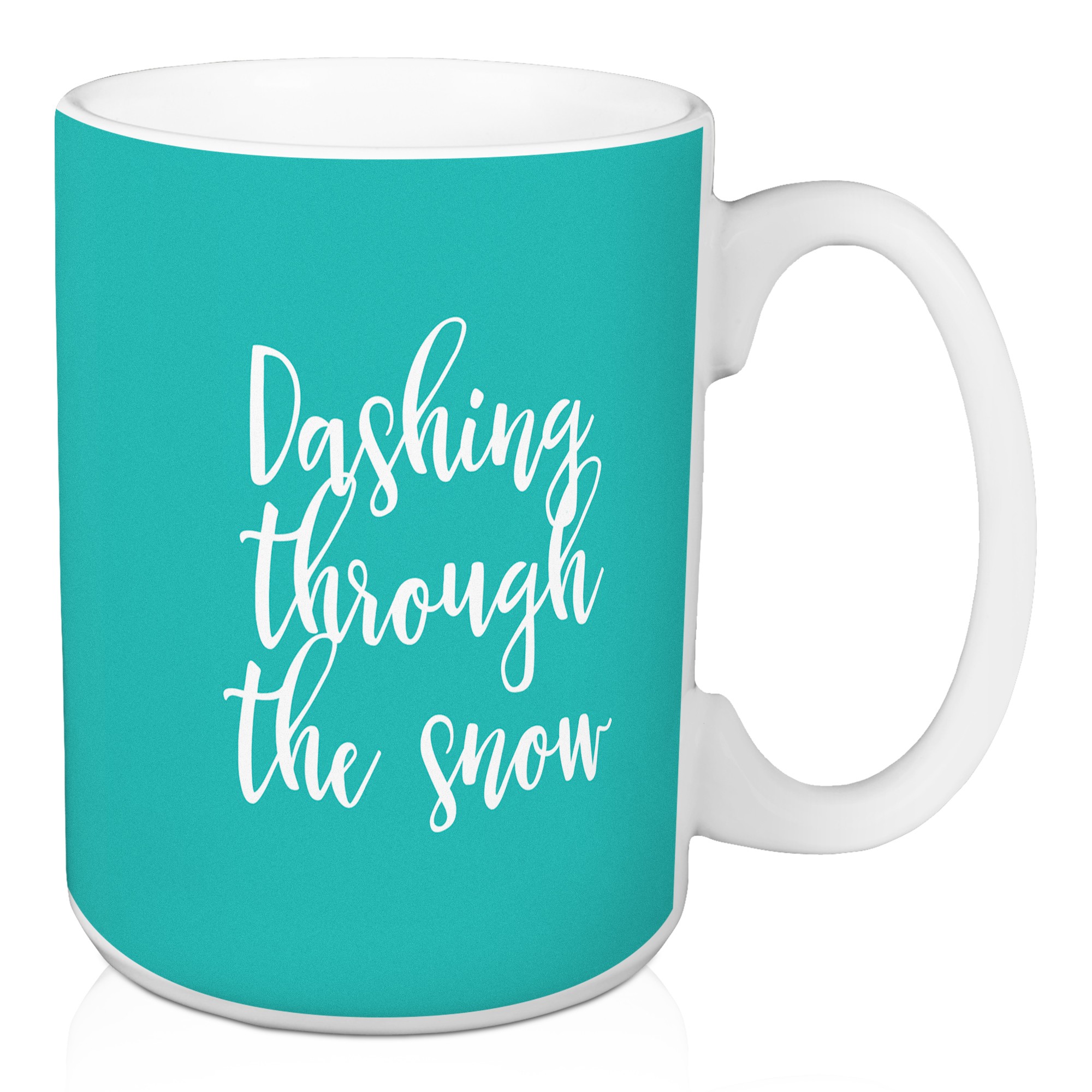Dashing Through The Snow in Teal 15 oz Mug
