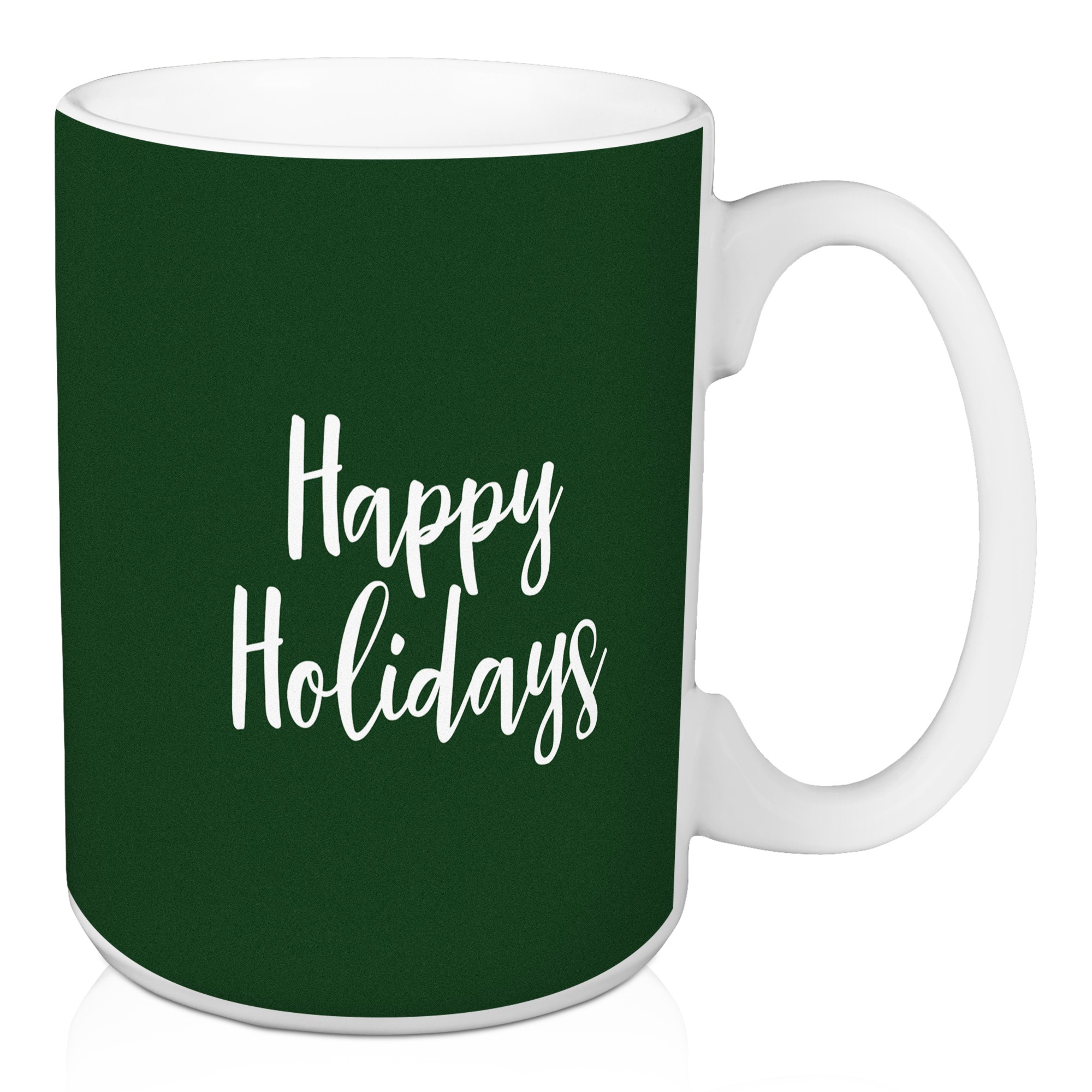 Happy Holidays in Dark Green 15 oz Mug