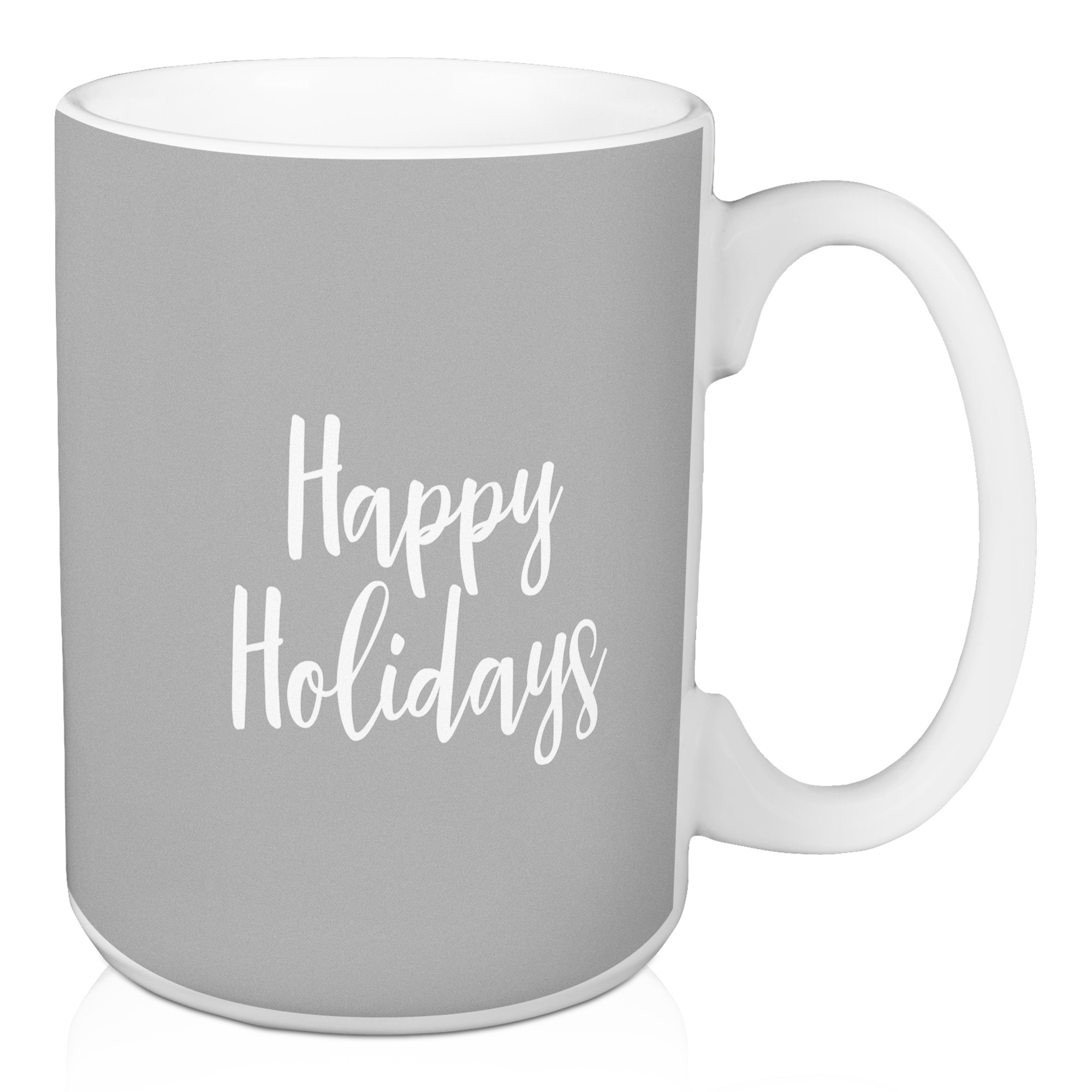 Happy Holidays in Gray 15 oz Mug