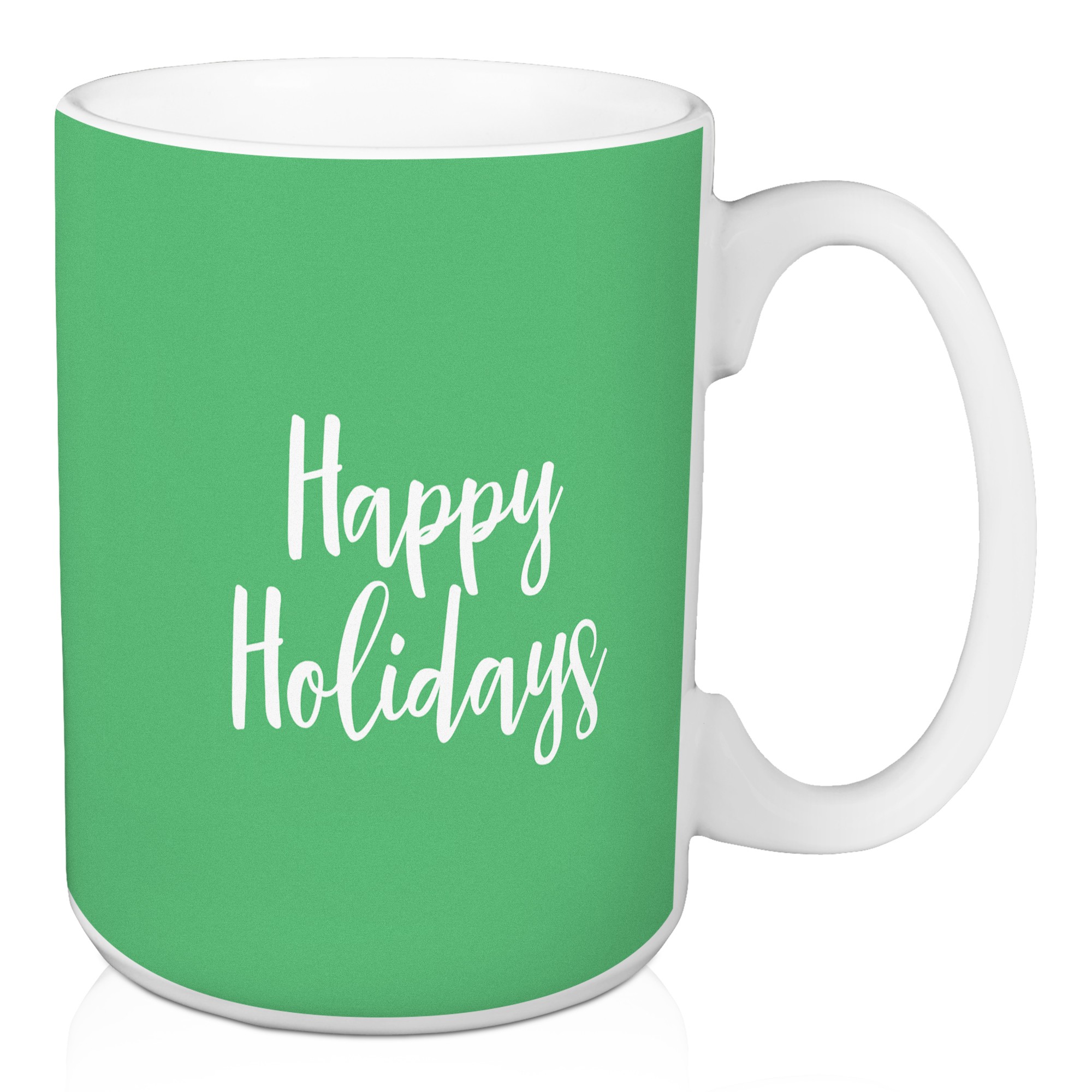 Happy Holidays in Light Green 15 oz Mug