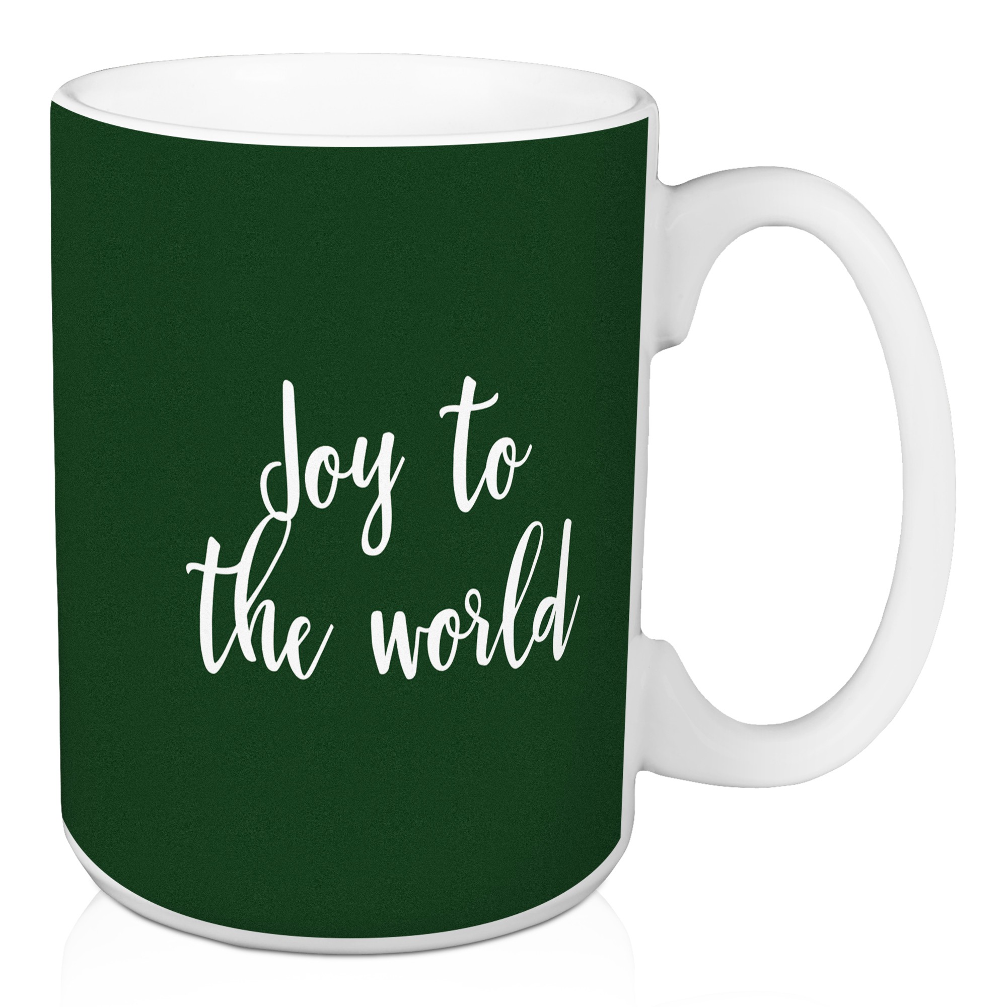 Joy To The World in Dark Green 15 oz Mug