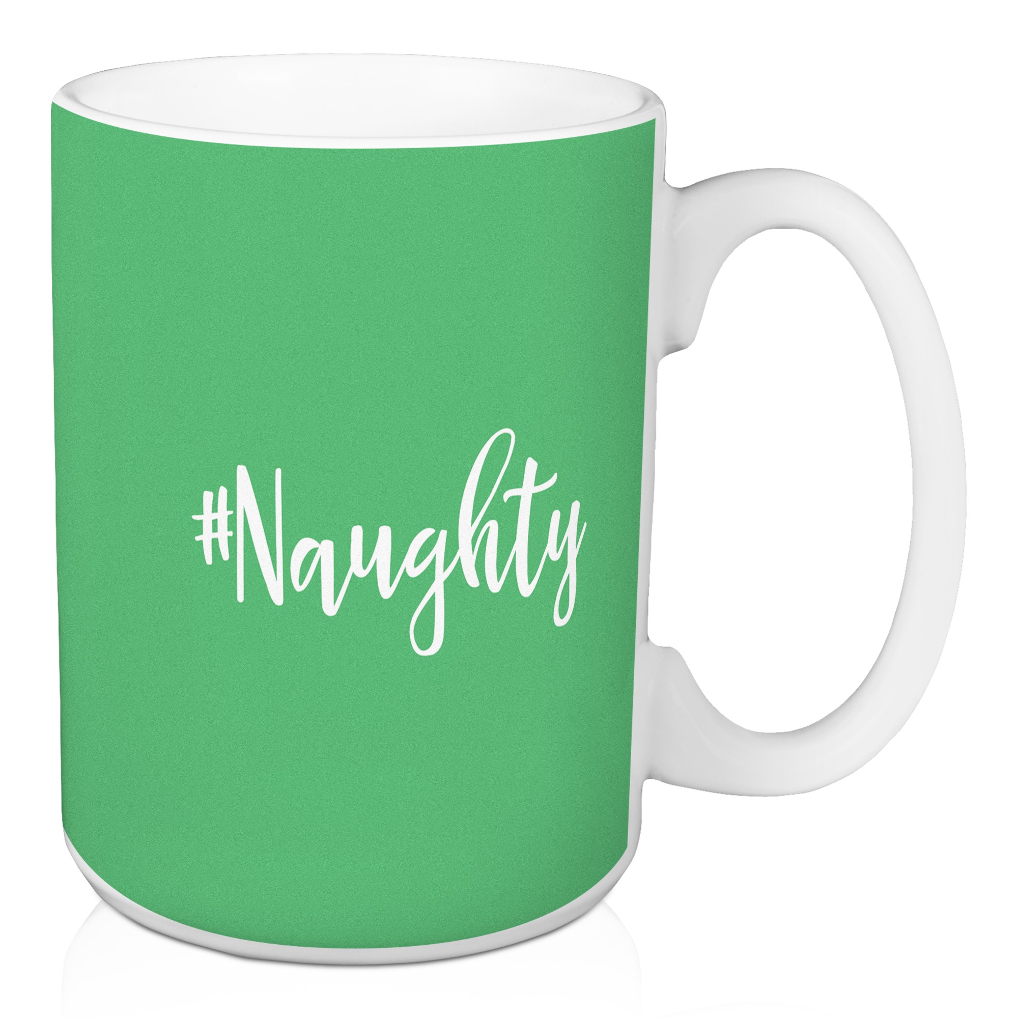 #Naughty in Light Green 15 oz Mug