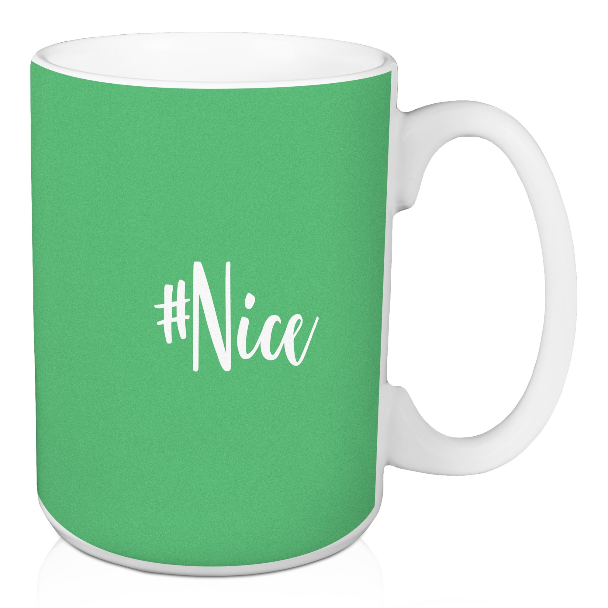 #Nice in Light Green 15 oz Mug
