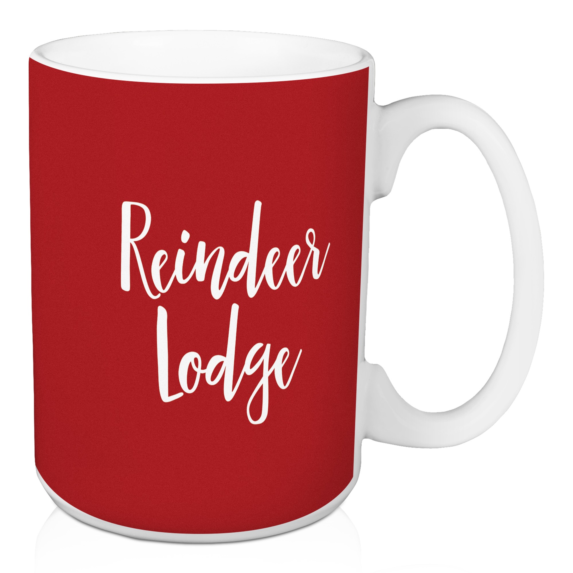 Reindeer Lodge in Red 15 oz Mug