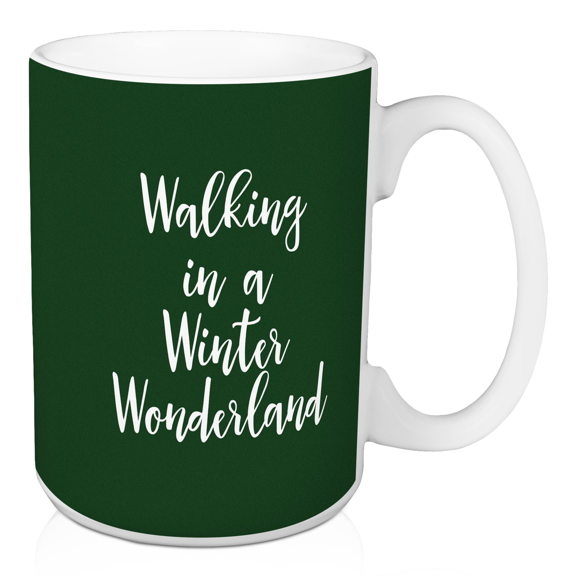 Walking In A Winter Wonderland in Dark Green 15 oz Mug