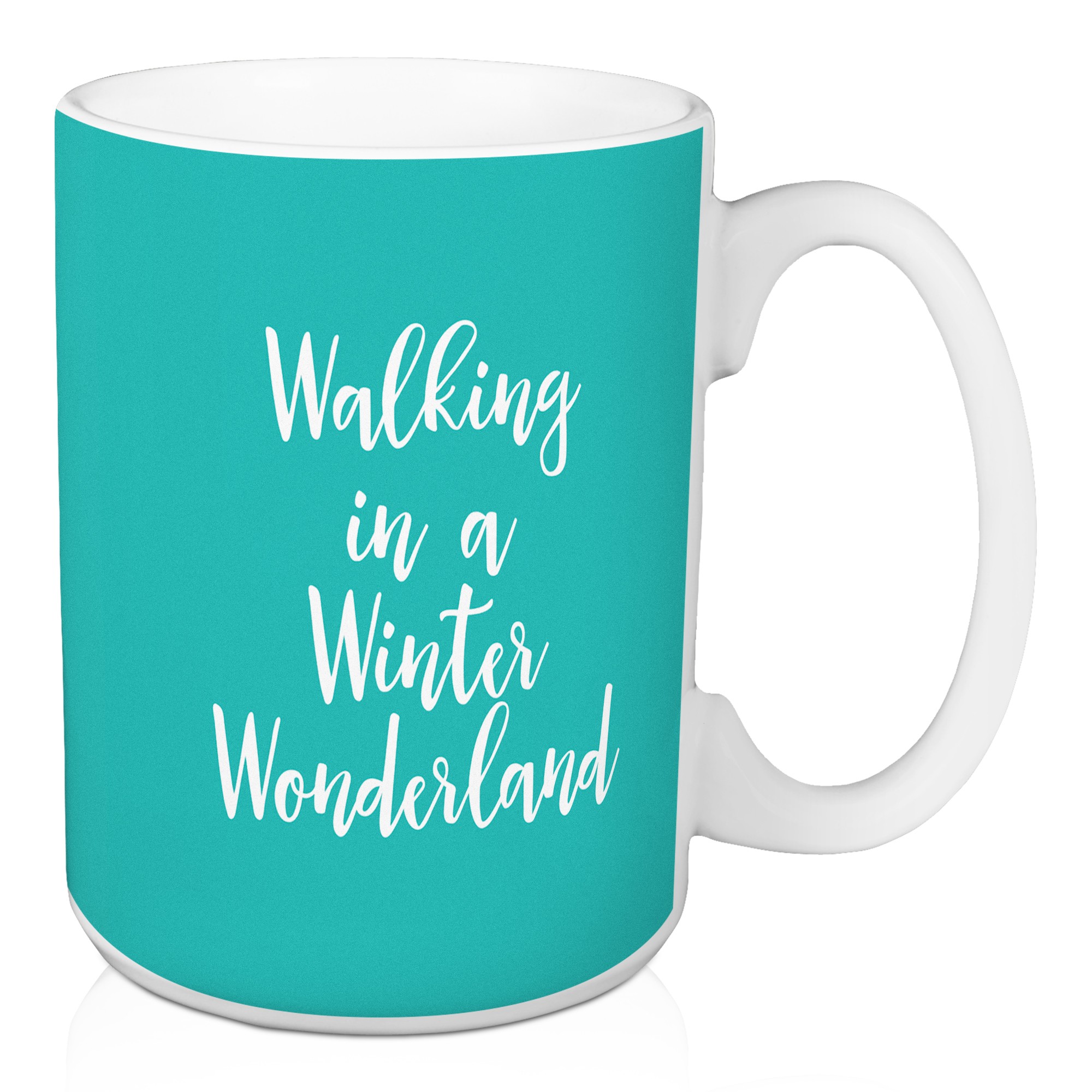 Walking In A Winter Wonderland in Green 15 oz Mug