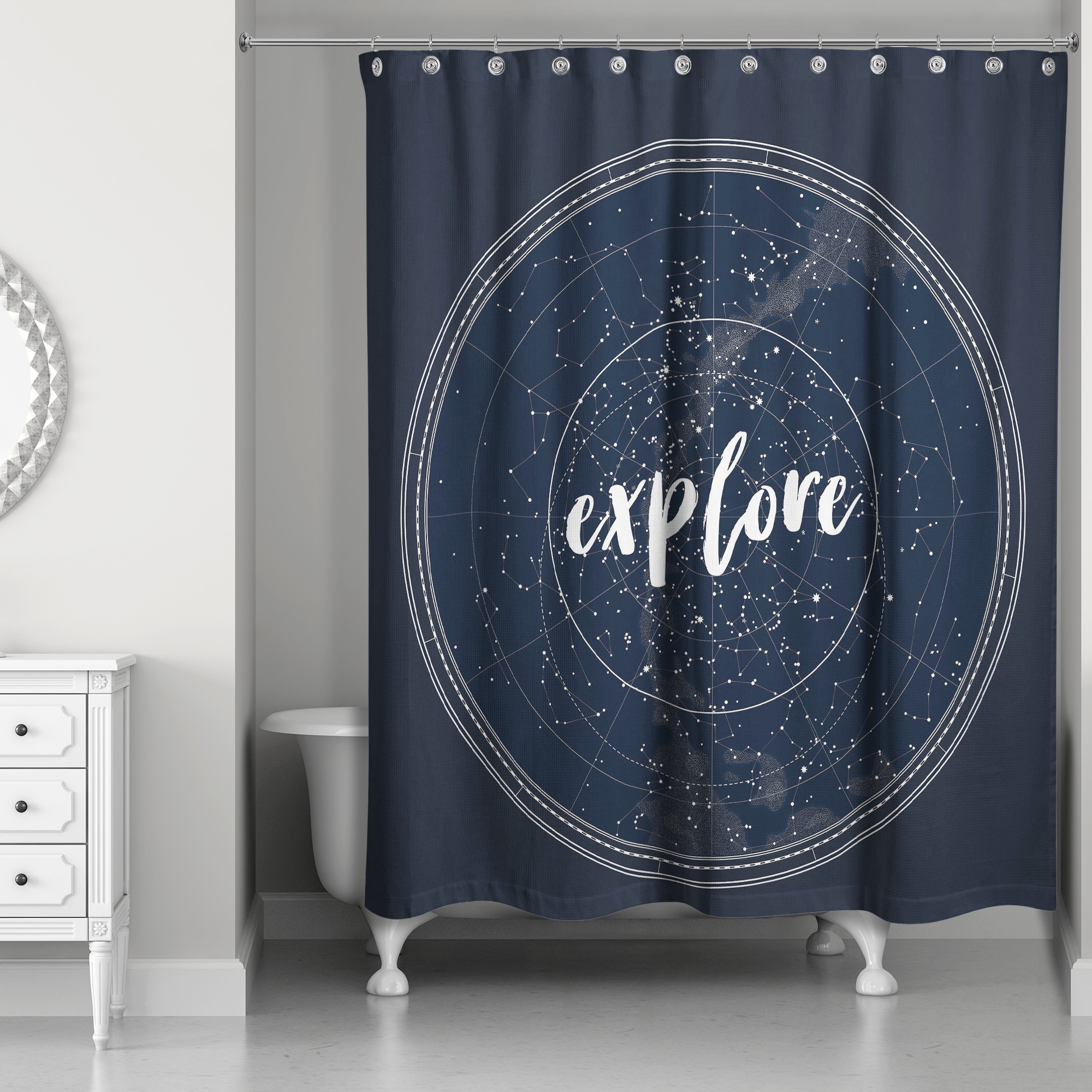 Explore Star Chart 71x74 Shower Curtain