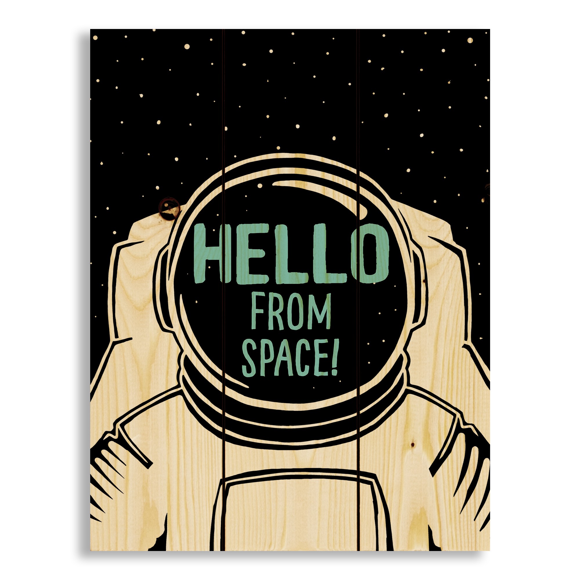 Hello From Space 10.5x14 Pallet Wood Art