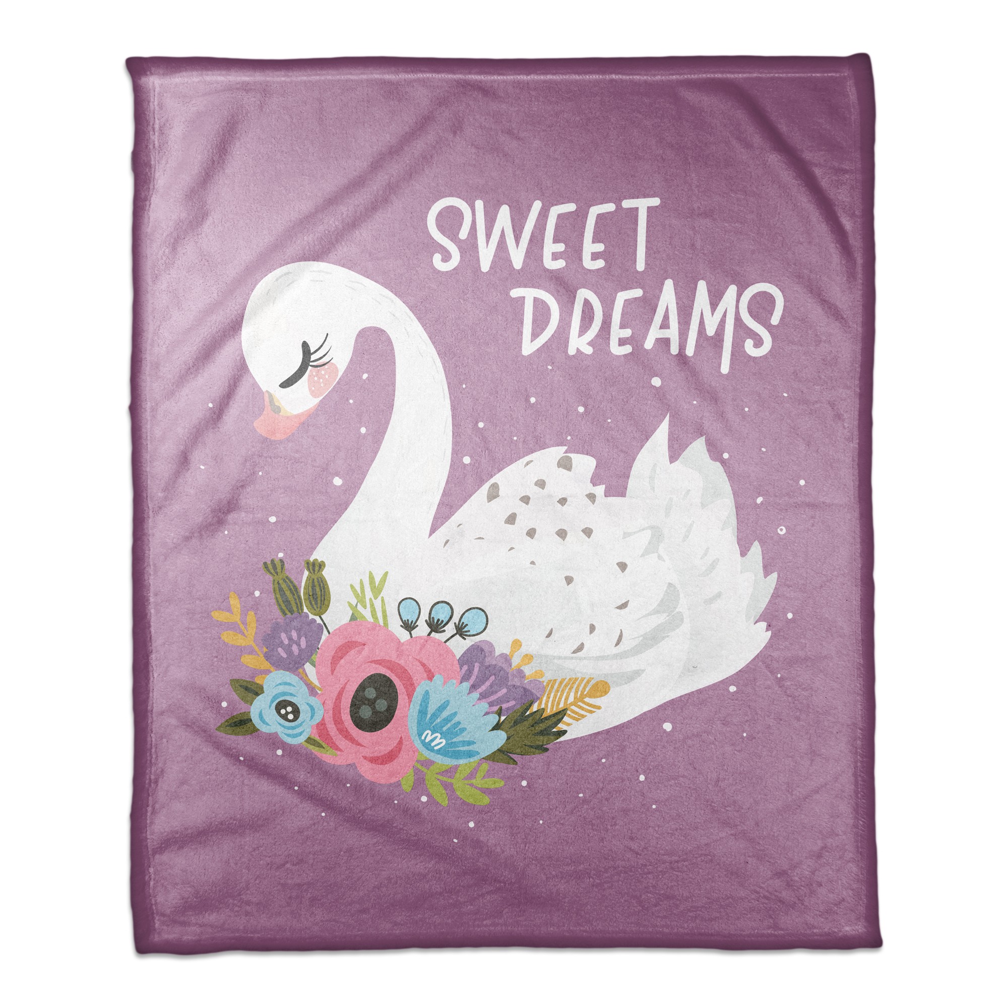 Sweet Dreams Swan 50x60 Coral Fleece Blanket