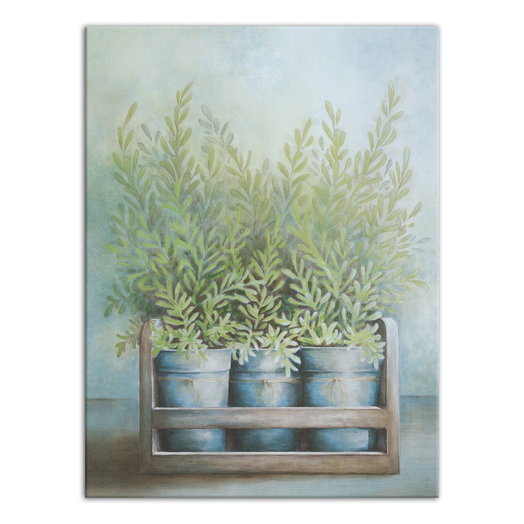 Painted Potted Herbs 18x24 Canvas Wall Art