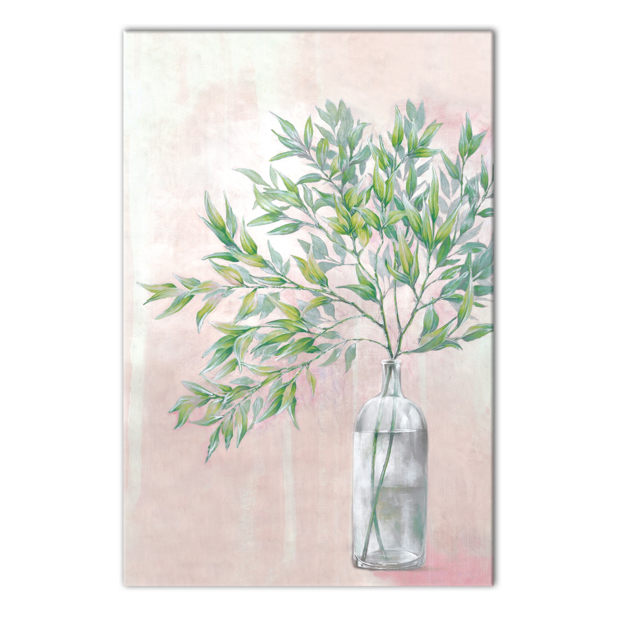 Blush Vase of Leaves 24x36 Canvas Wall Art