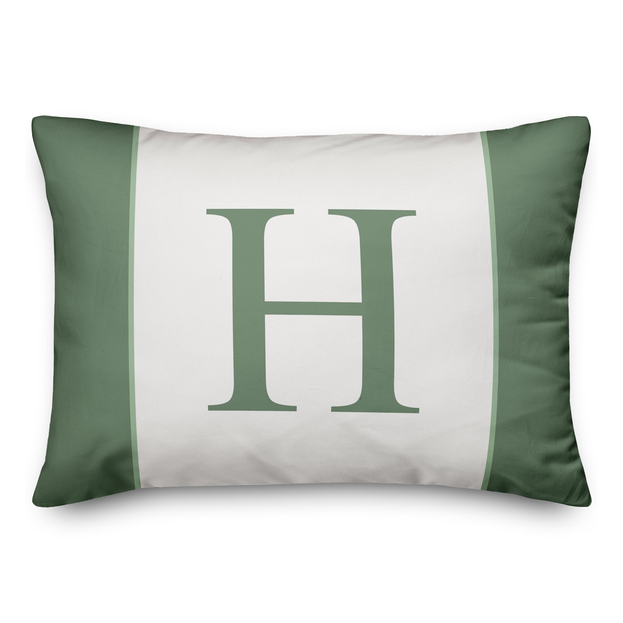 Green Stripes Monogram 14x20 Personalized Indoor / Outdoor Pillow