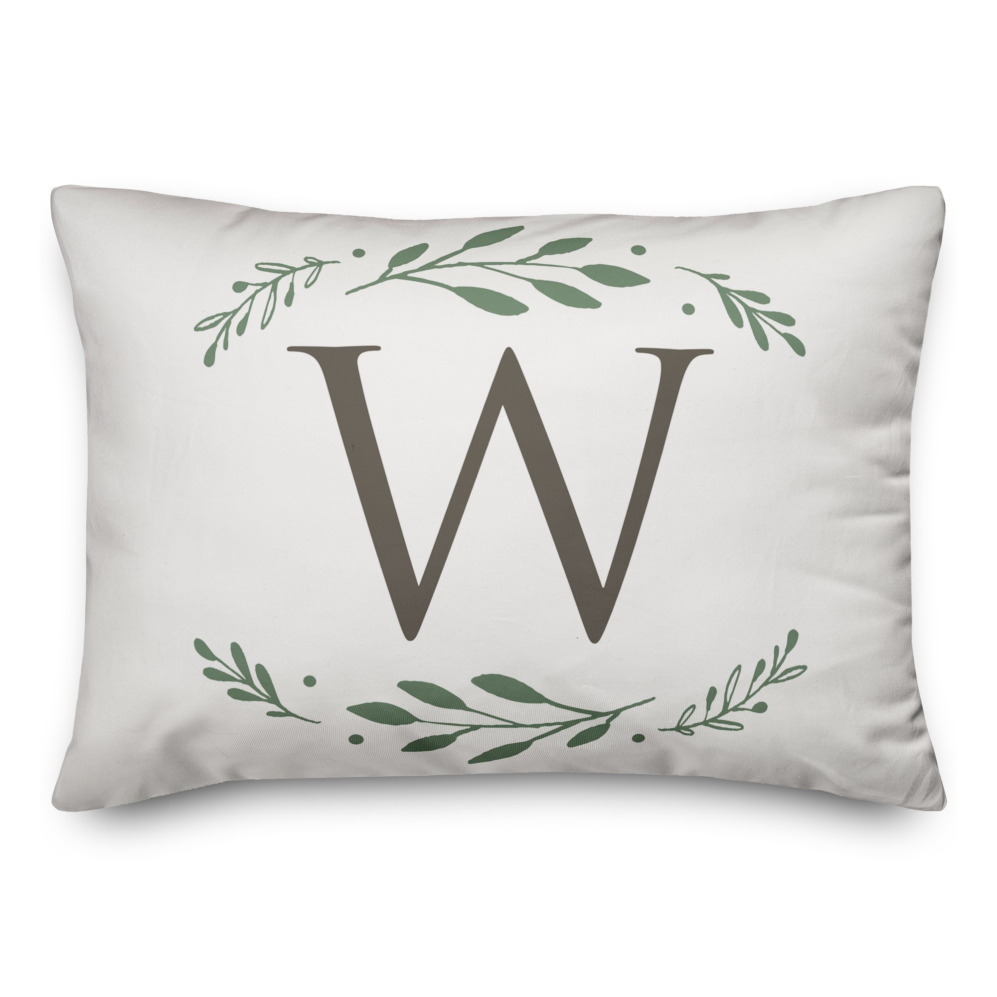 Green Laurels Monogram 14x20 Personalized Indoor / Outdoor Pillow