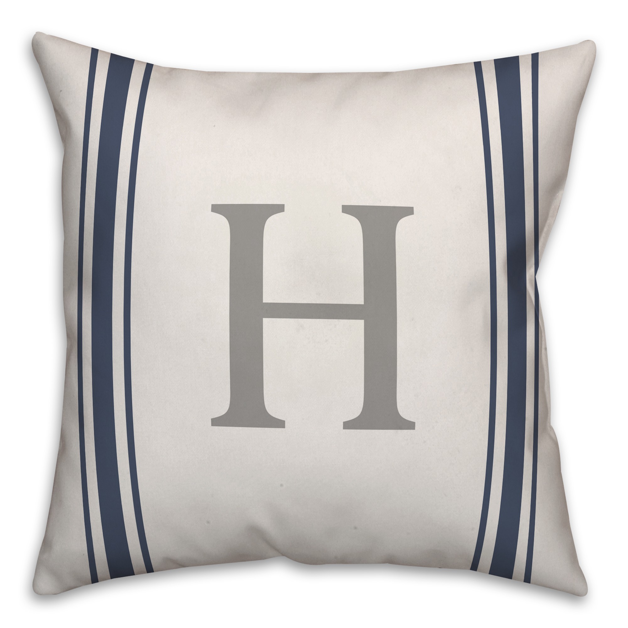 Navy Stripes Monogram 18x18 Personalized Indoor / Outdoor Pillow