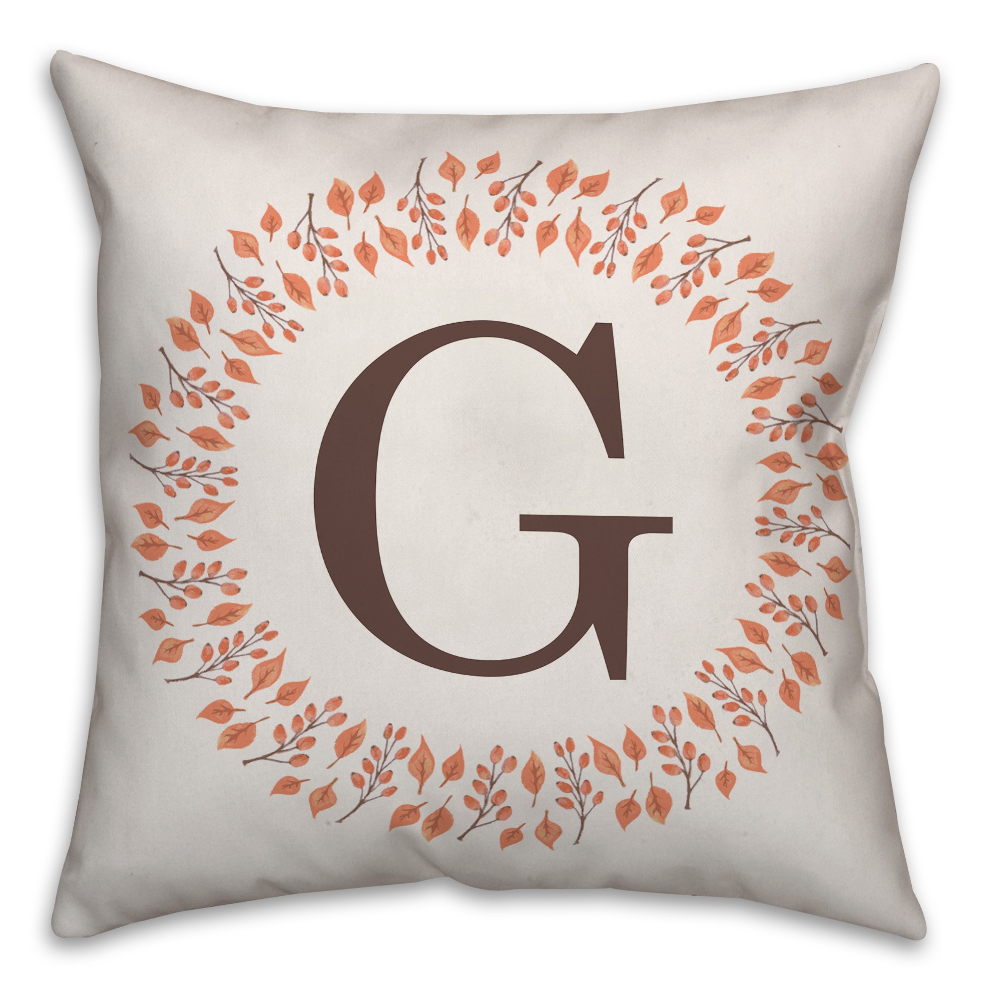Fall Leaf Monogram 18x18 Personalized Indoor / Outdoor Pillow