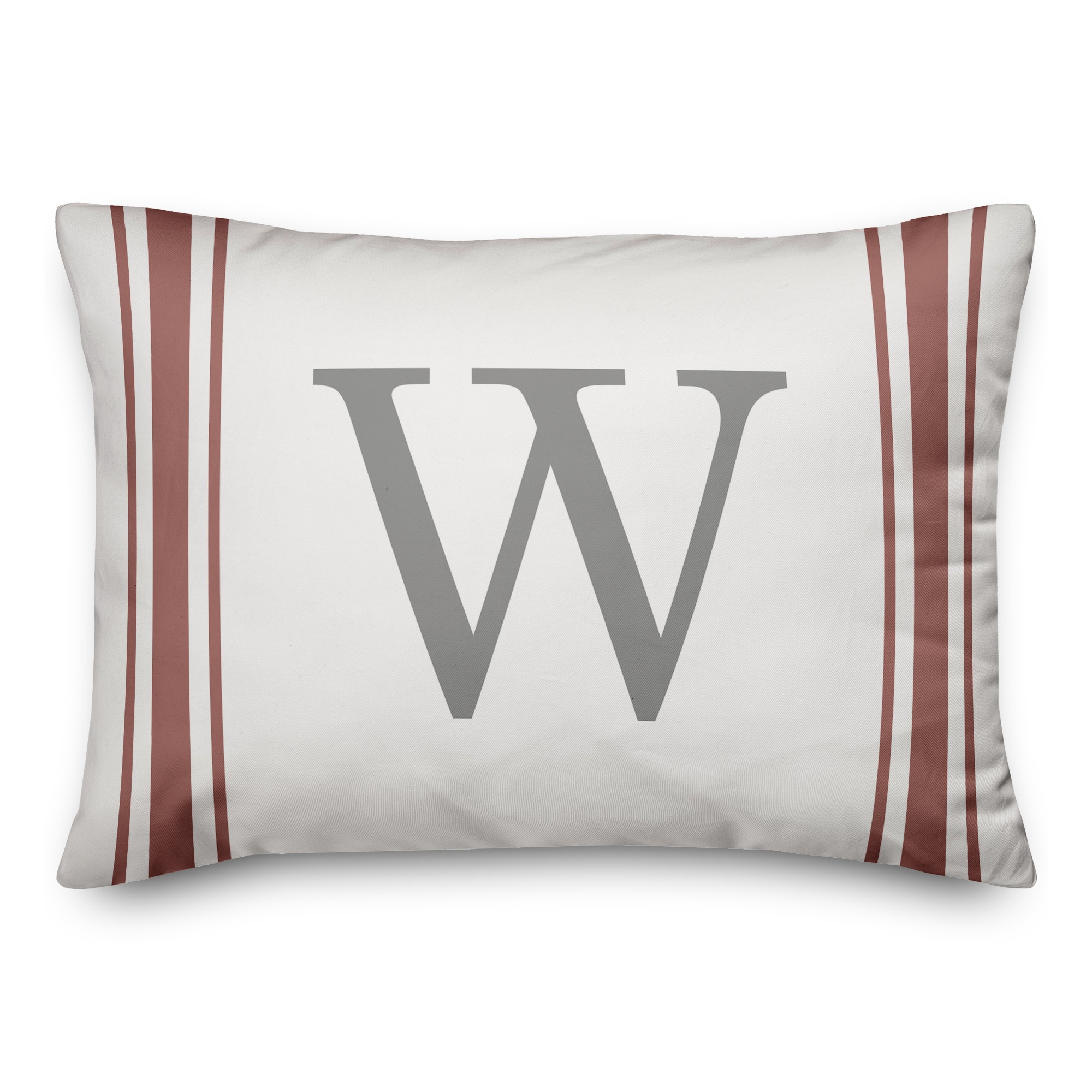 Red Farmhouse Stripes Monogram 14x20 Personalized Indoor / Outdoor Pillow