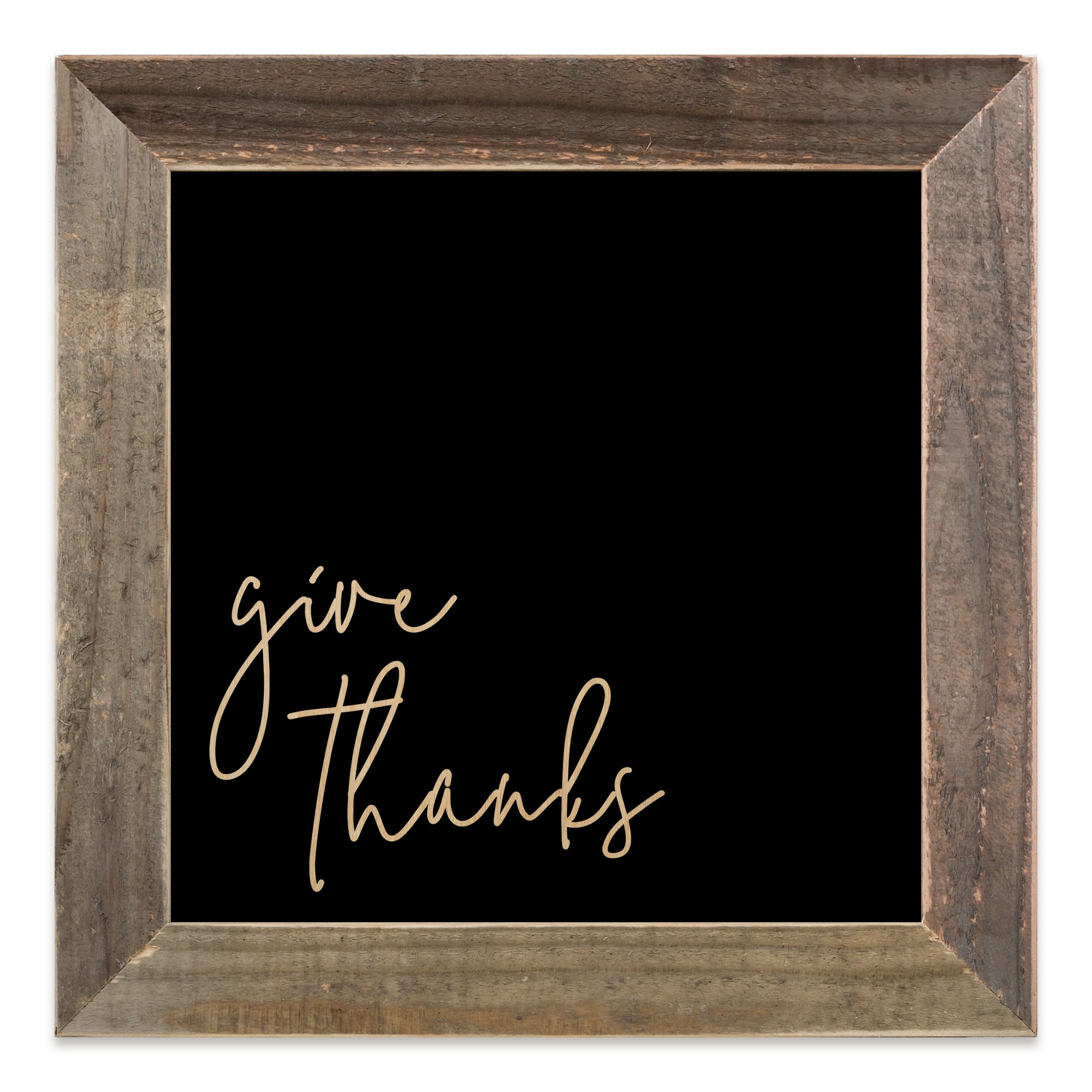 Give Thanks Script 12x12 Framed Wood Print