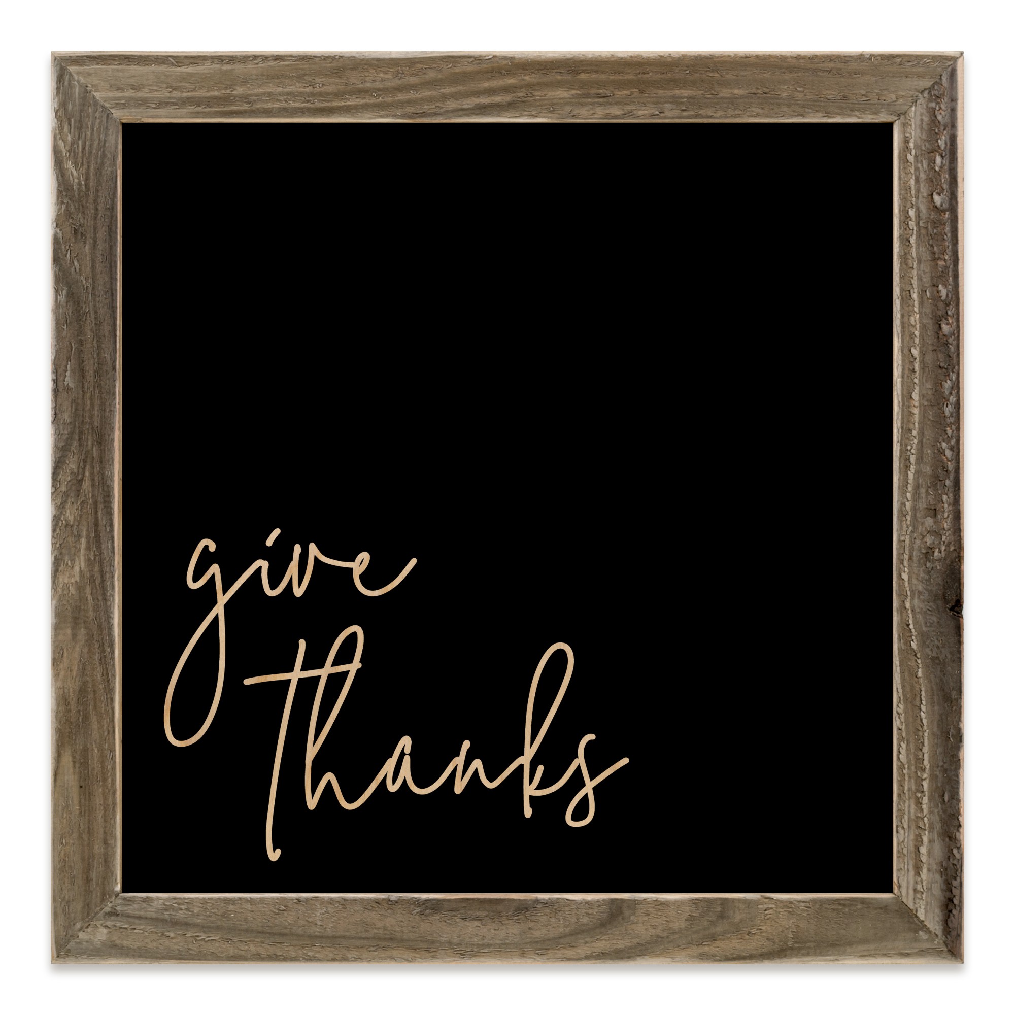 Give Thanks Script 12x12 Framed Wood Print
