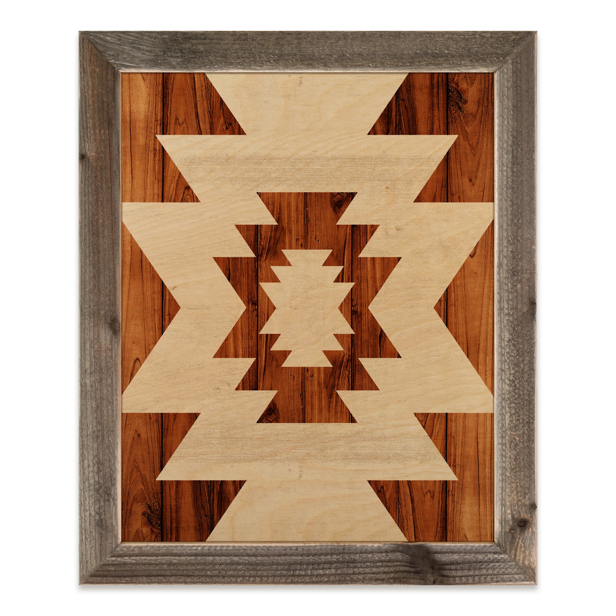 Natural Tribal Pattern 20x16 Framed Wood Print