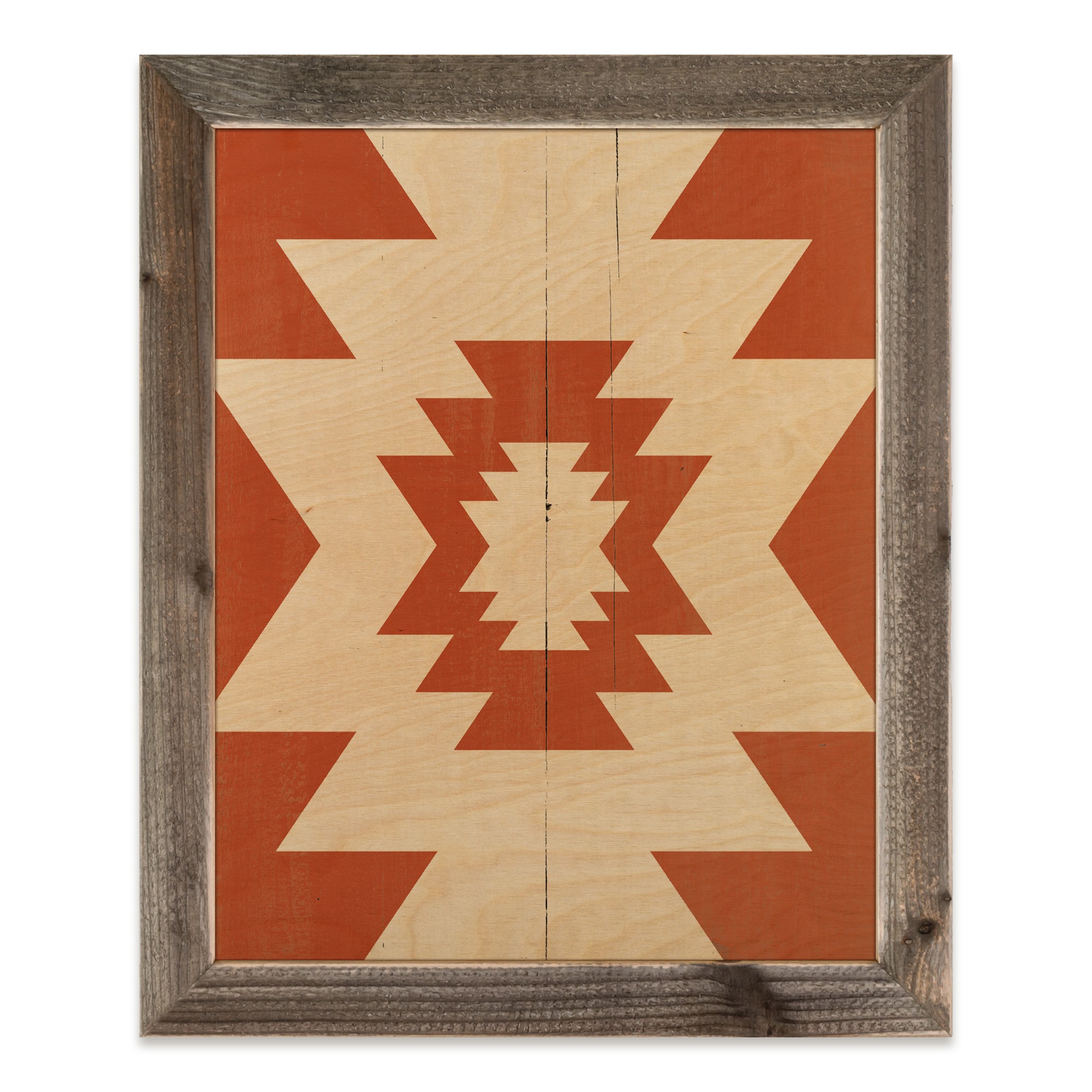 Orange Tribal Pattern 20x16 Framed Wood Print