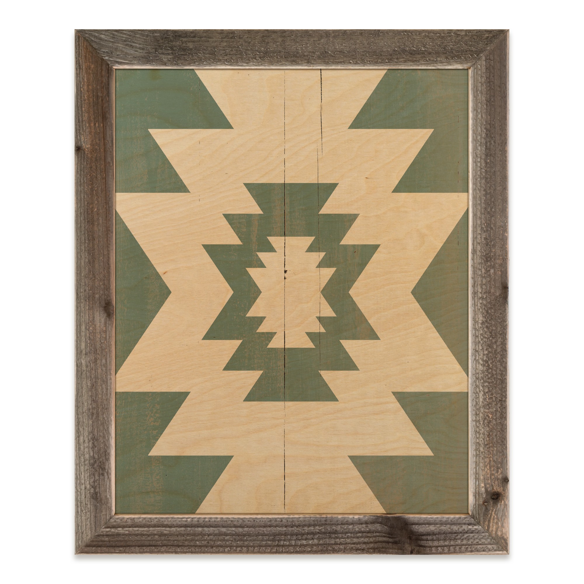 Teal Tribal Pattern 20x16 Framed Wood Print