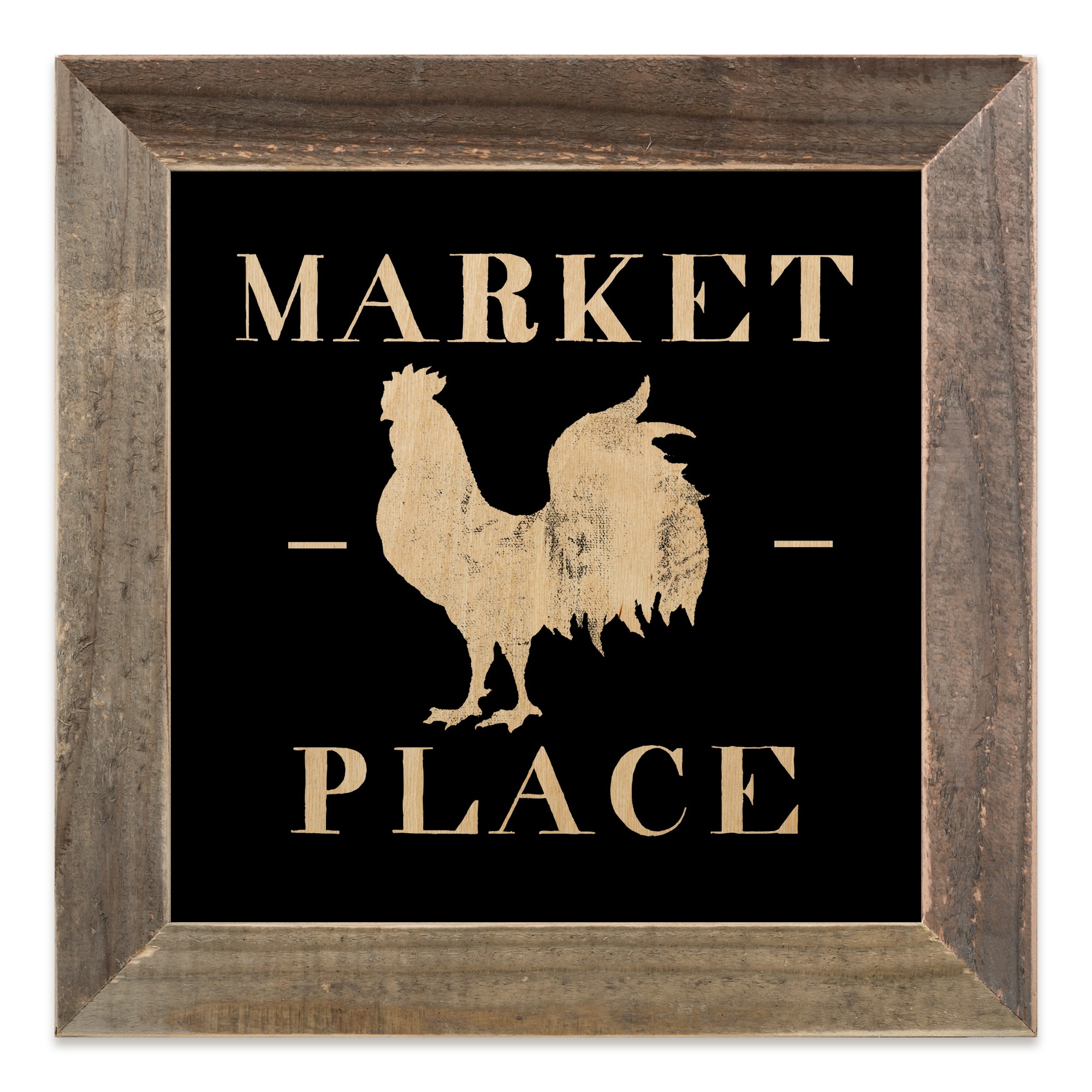 Monochromatic Market Place 12x12 Framed Wood Print