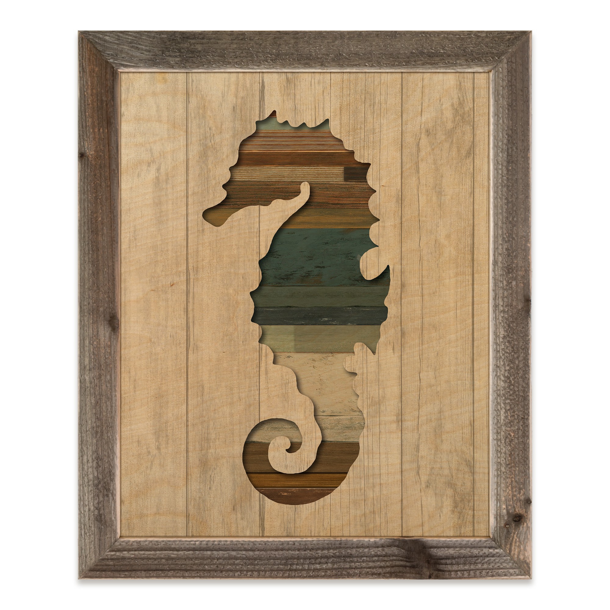 Wooden Seahorse 20x16 Framed Wood Print