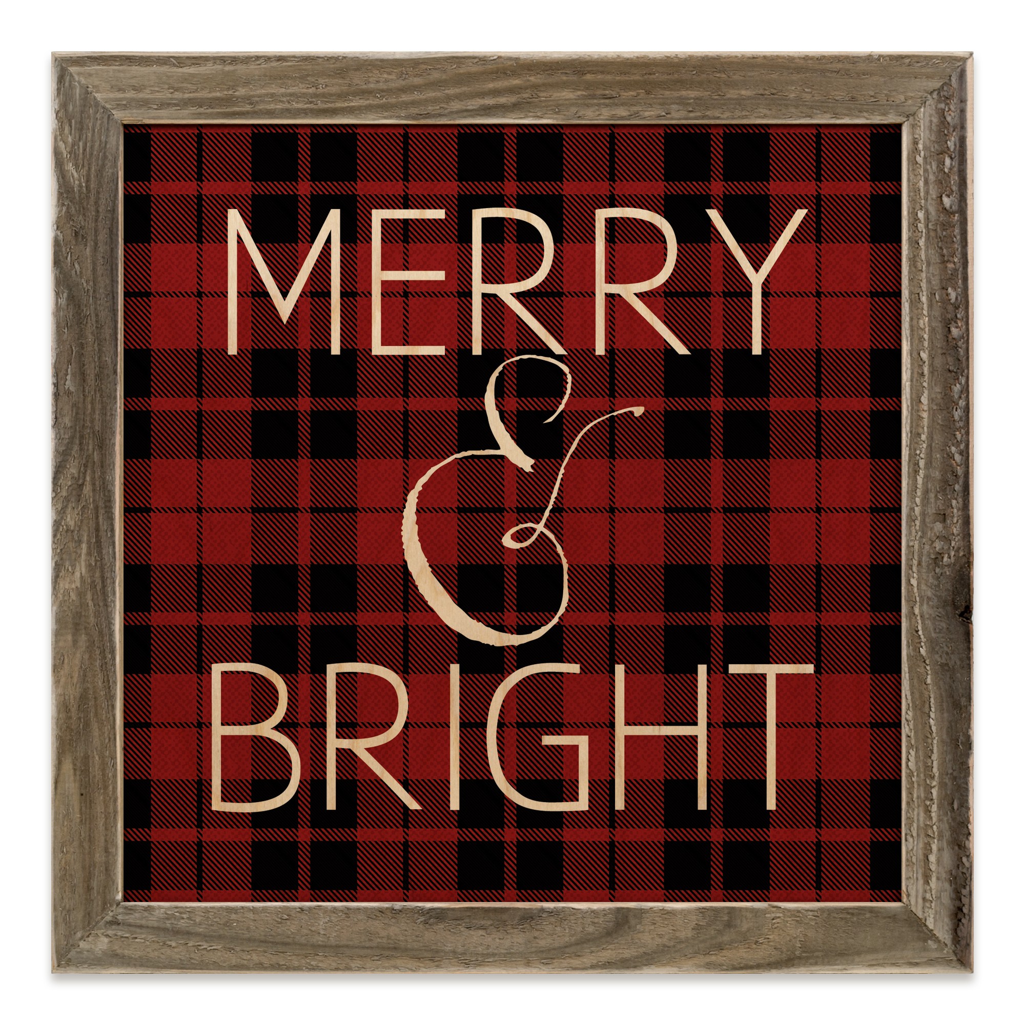 Merry and Bright Plaid 12x12 Framed Wood Print