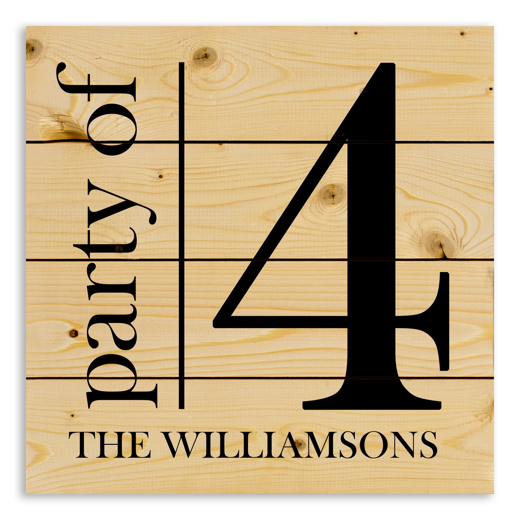 Party of 4 14x14 Personalized Pallet Wood Art