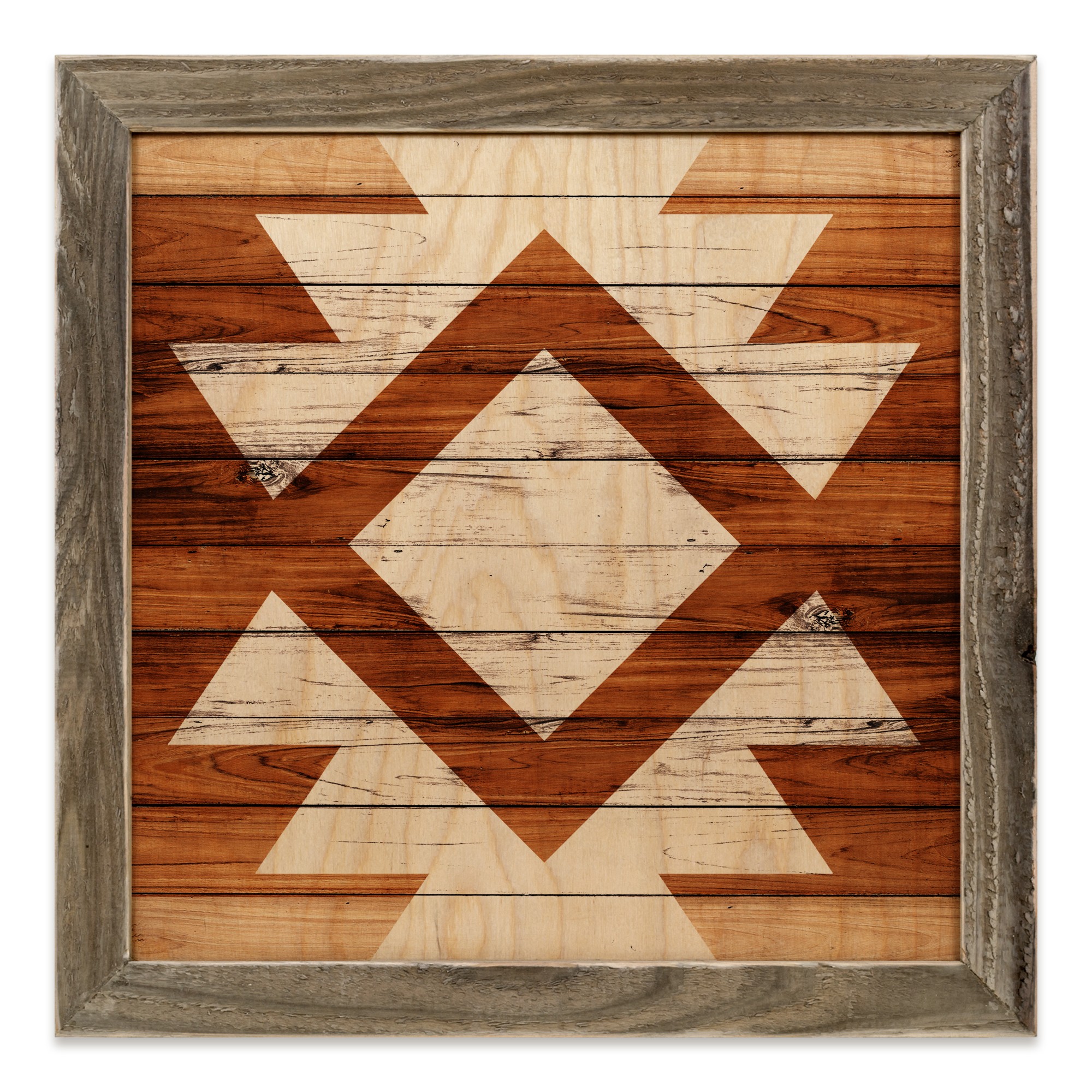 White Tribal Symbol 12x12 Framed Wood Print